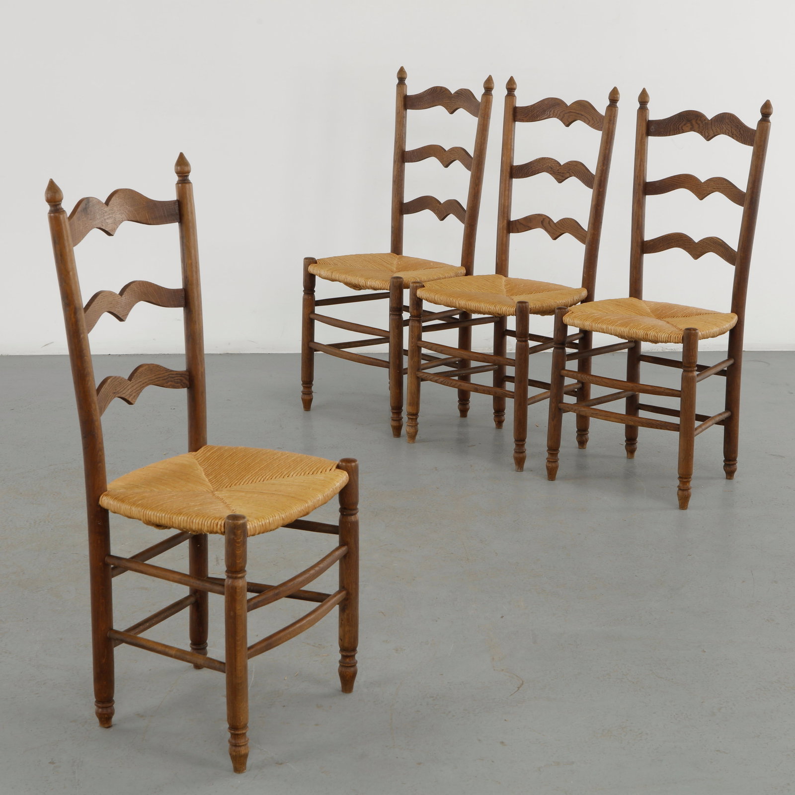 Set of Four Sculptural Wood Dining Chairs, 1960s (1 of 20)