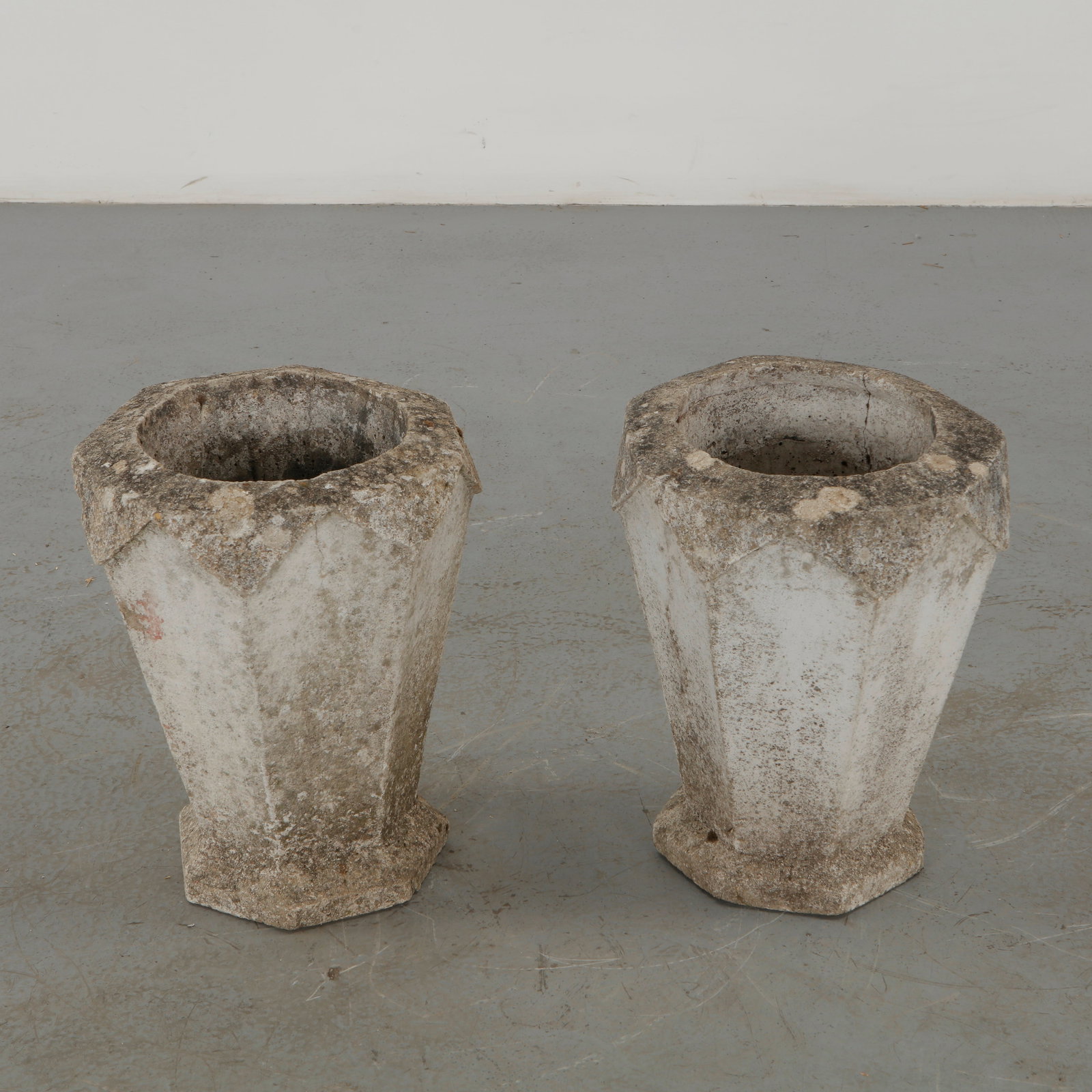 Pair of Faceted Concrete Planters, 1960s (1 of 13)