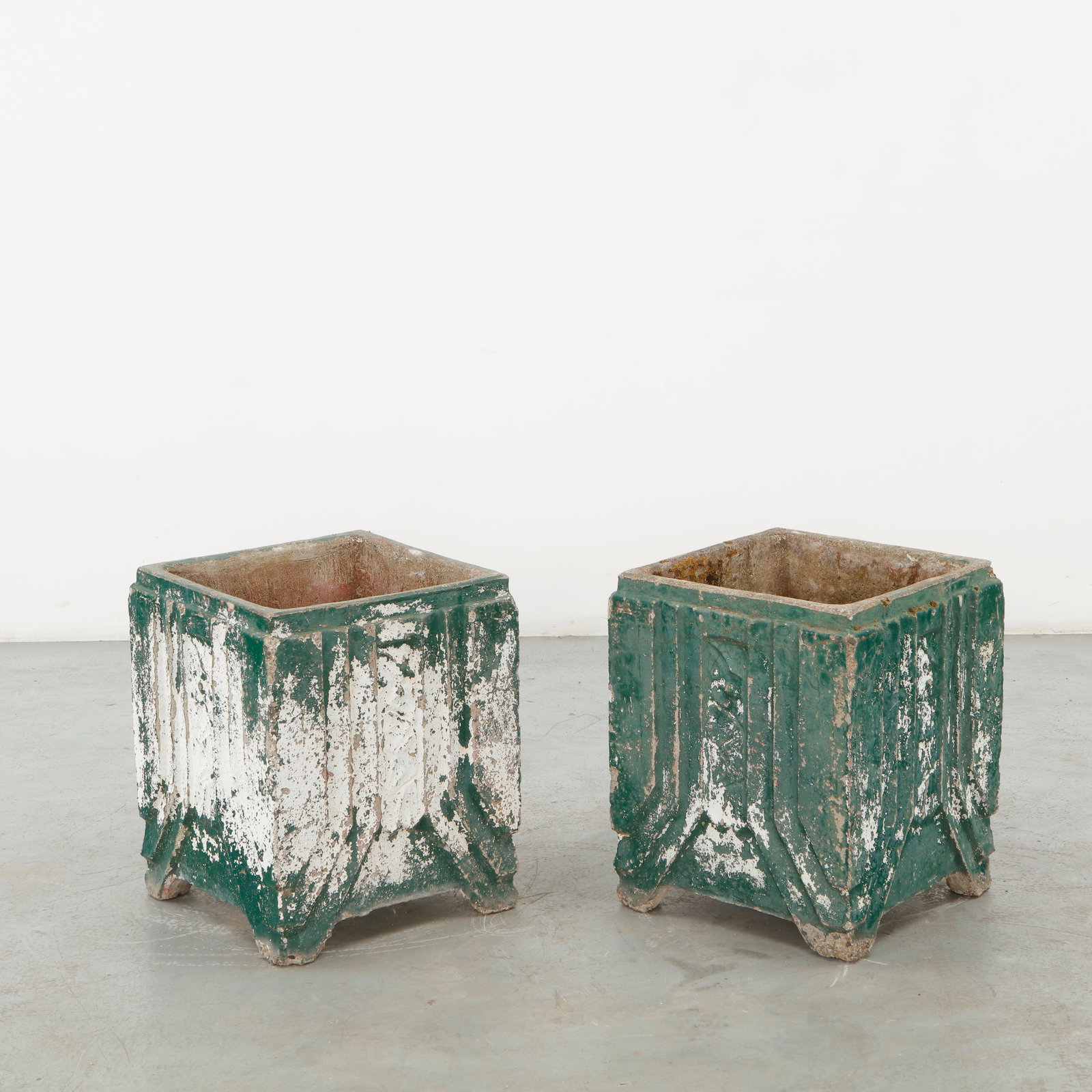 Pair of Monumental Green Concrete Planters, 1960s (1 of 16)