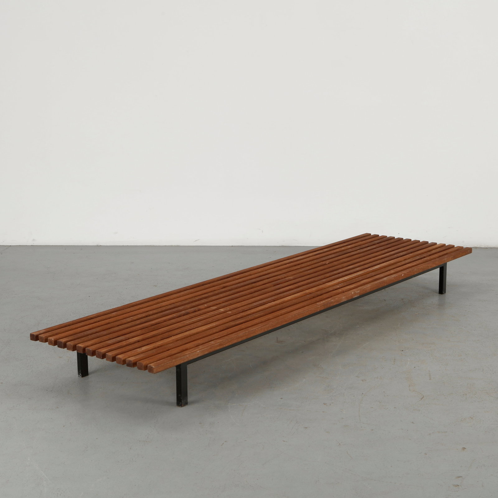 Charlotte Perriand for Steph Simon Gallery, Long Cansado Bench, 1950s: Cansado wooden bench designed by Charlotte Perriand in the 1950s for Steph Simon Gallery. The Cansado collection includes minimalist, functional furniture using local and simple materials, reflecting 