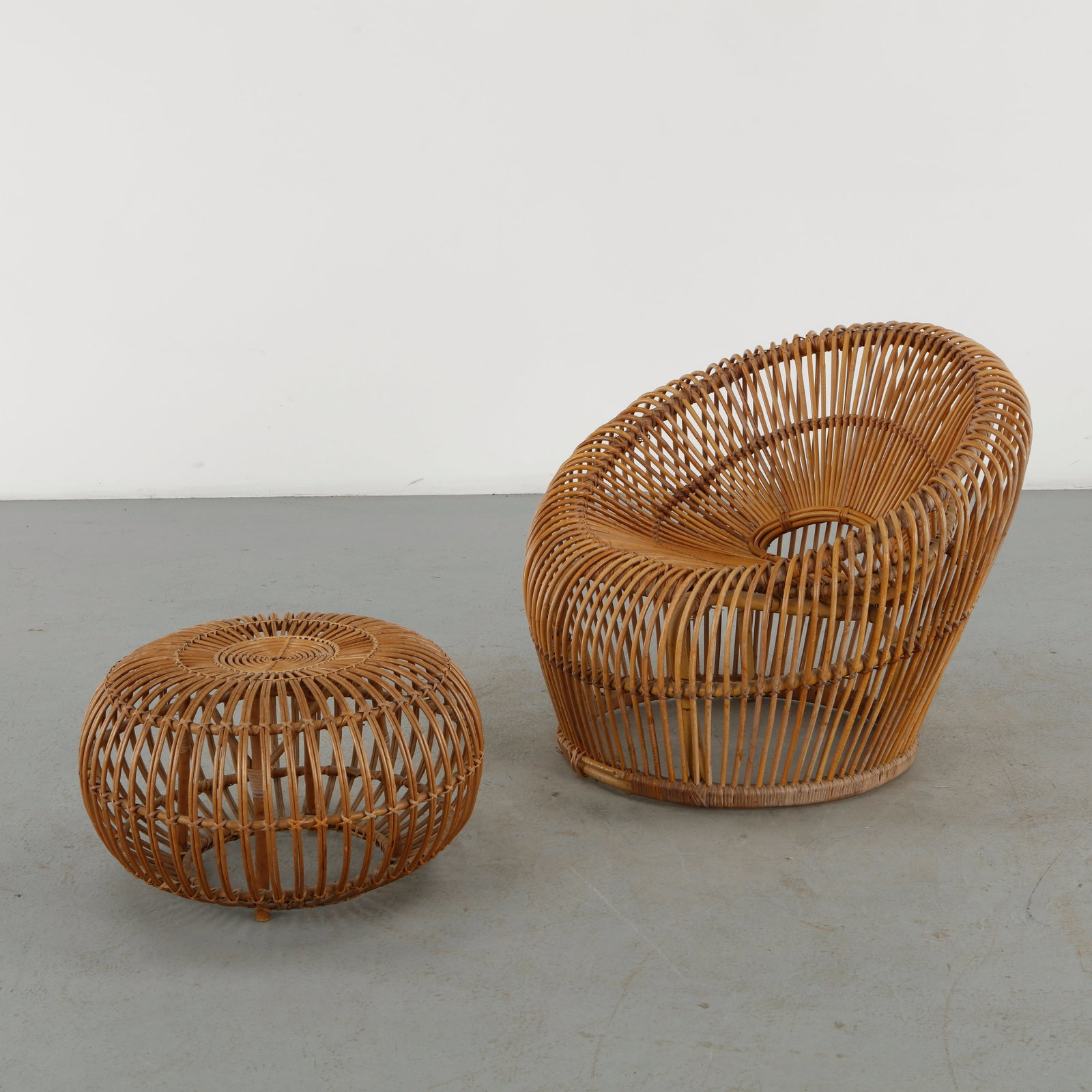 Tito Agnoli, Rattan Armchair and Ottoman, Italy, 1960s (1 of 19)