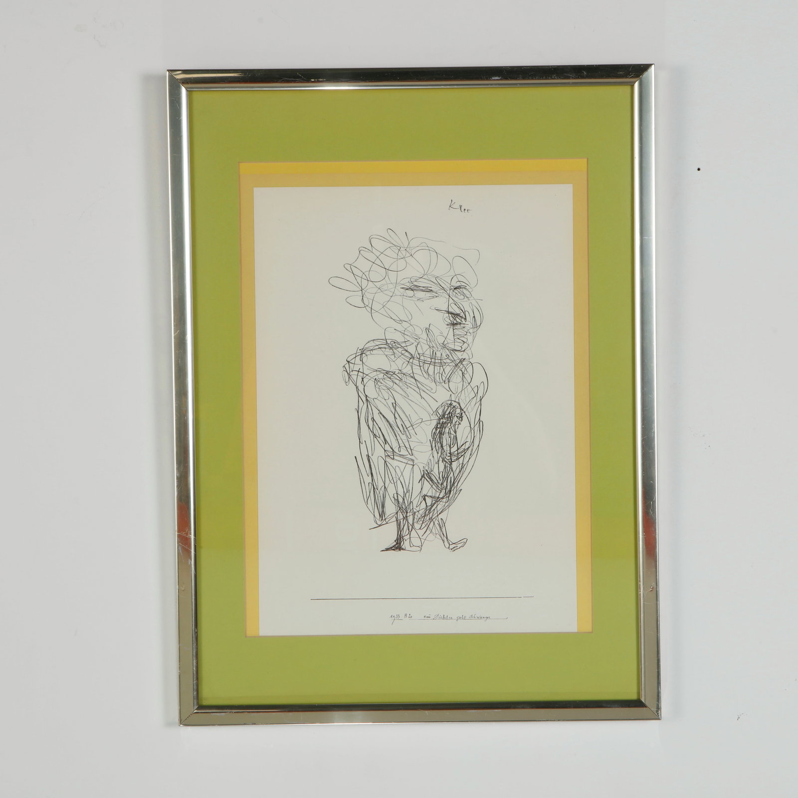 Paul Klee, Lithogragh, Signed: Expressive lithograph after Paul Klee featuring an abstracted figurative composition rendered with fluid gestural linework. The work captures the poetic spontaneity and psychological depth characteris