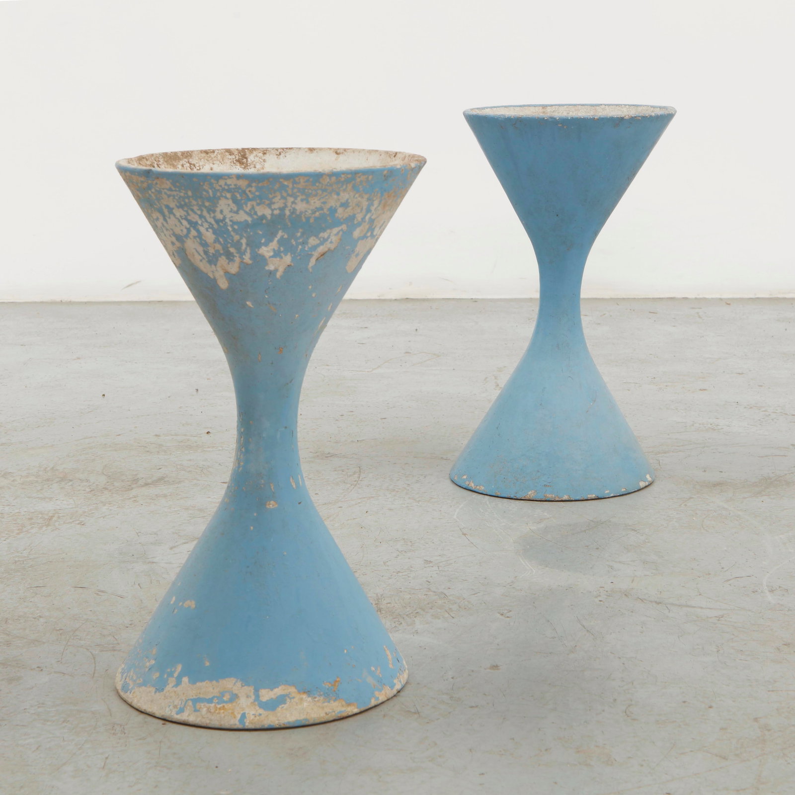 Willy Guhl, Pair of Extra Small Blue Diabolo Planters, 1960s (1 of 12)