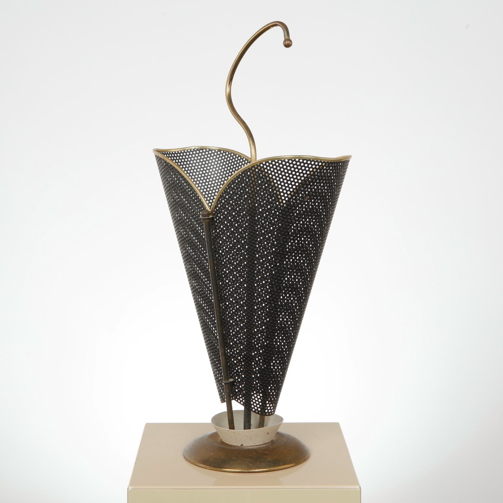 Perforated Metal Umbrella Stand in the style of Mathieu Mategot (1 of 15)