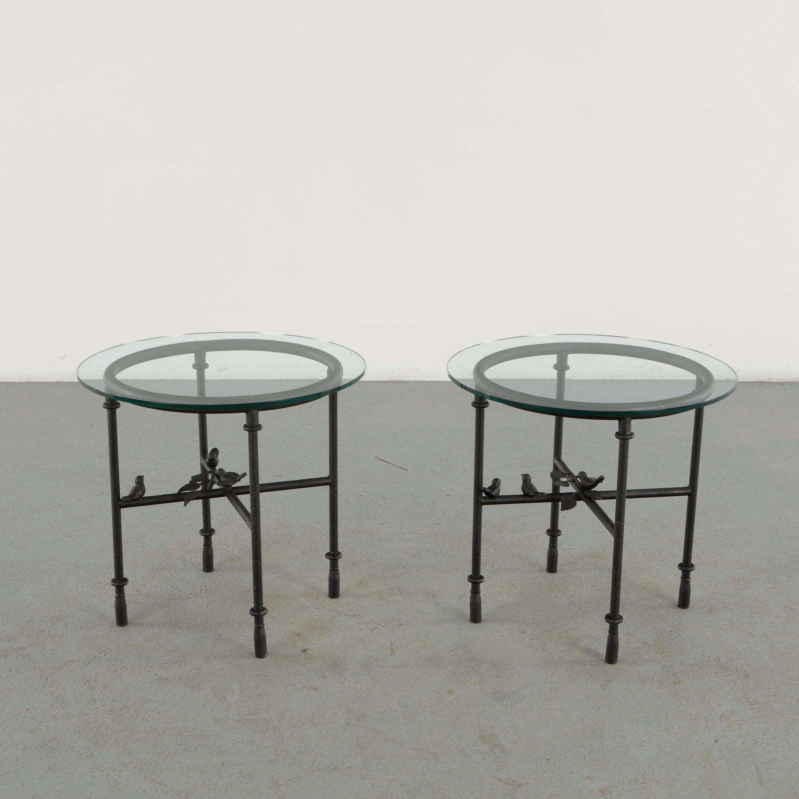 Pair of Glass and Iron Side Tables in the Style of Diego Giacometti (1 of 14)