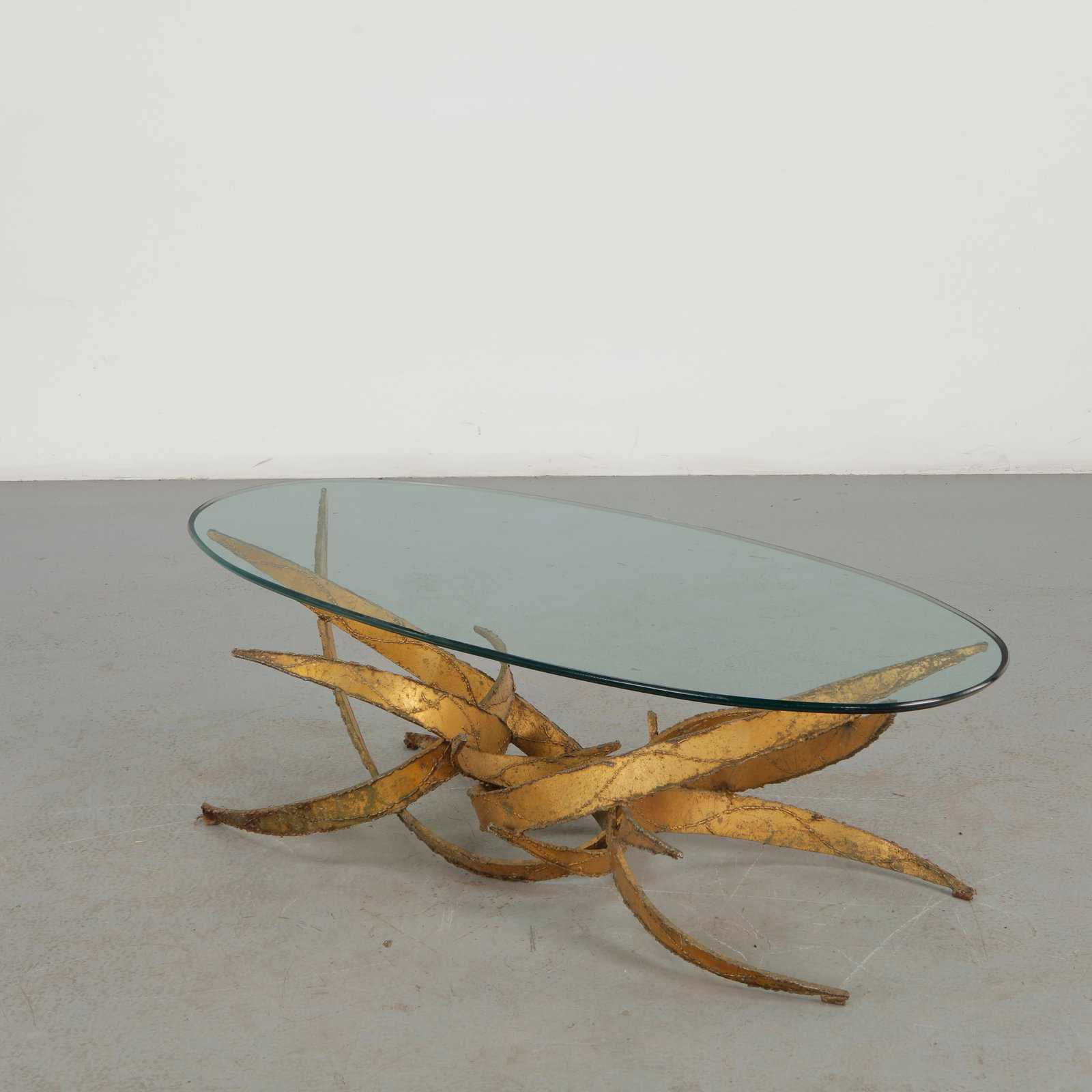 Silas Seandel, Gilt Bronze and Glass Sculptural Coffee Table, 1970s (1 of 13)