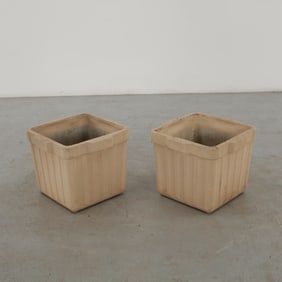 Willy Guhl, Pair of Square Fluted Planters, 1960s