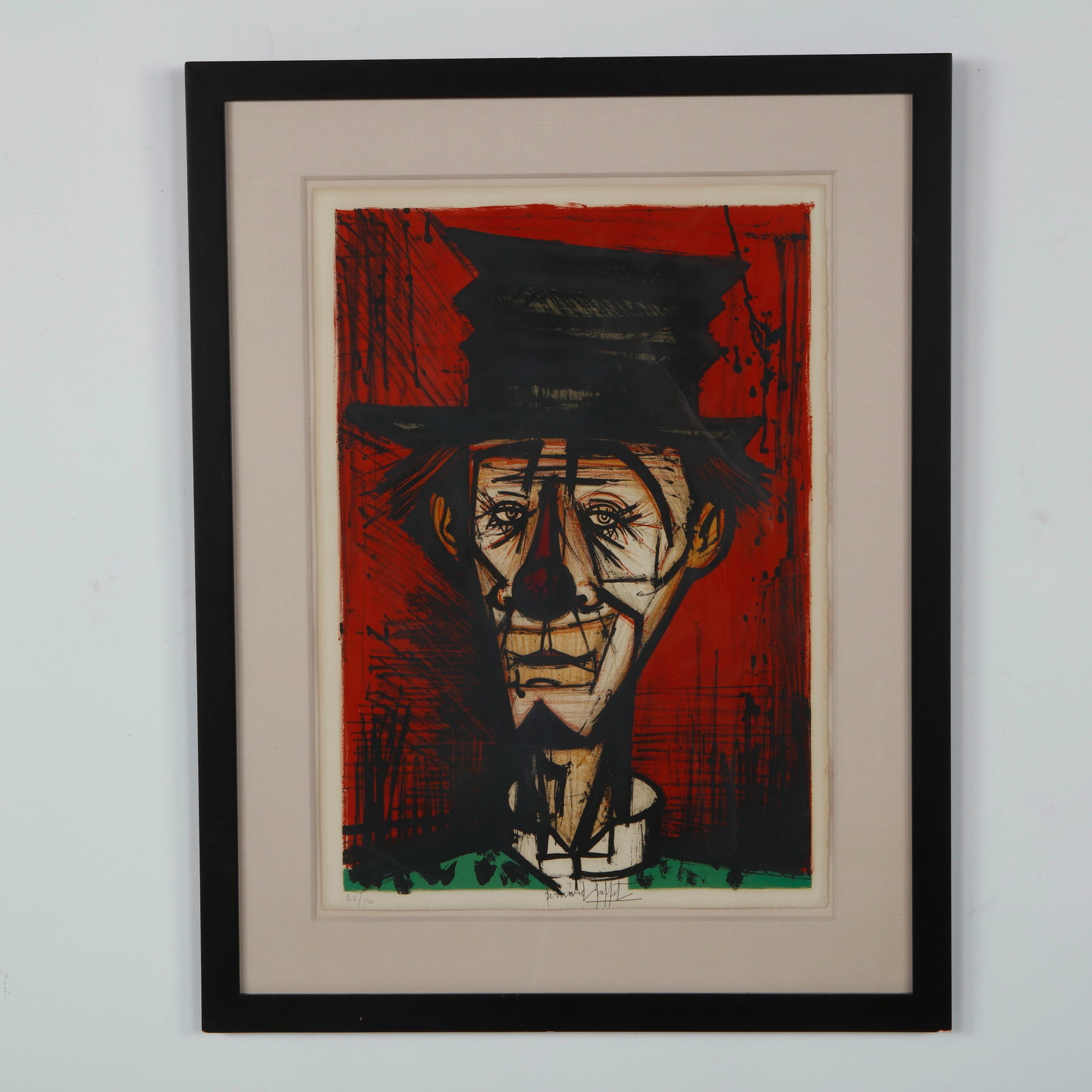 Bernard Buffet, Emile, Color Lithograph, Signed and Numbered 26/120, 1968: Color lithograph portraying Emile, executed in Buffet distinctive linear style. Signed and numbered 26/120, the composition is marked by expressive contours and the artist characteristic