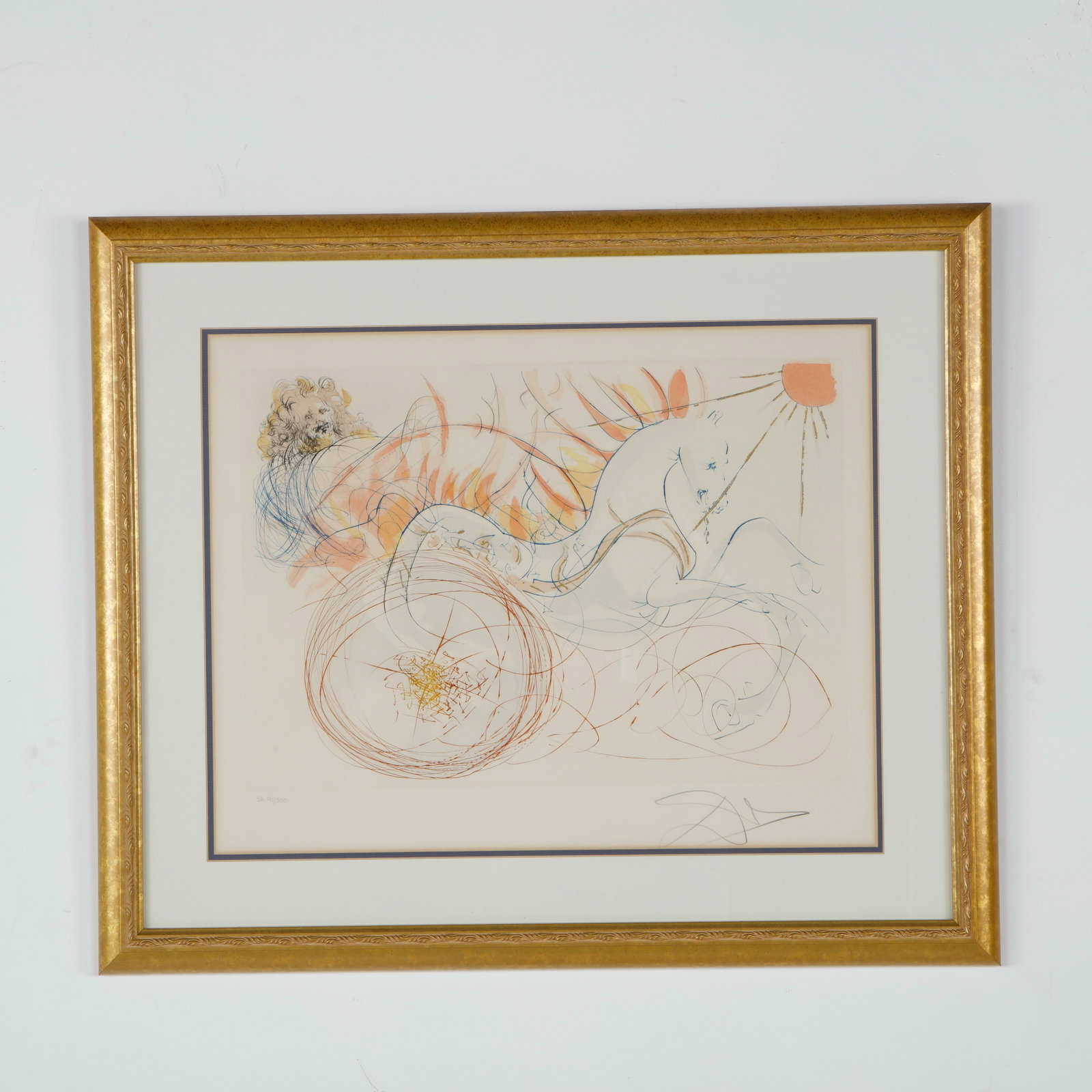 Salvador Dali, Elijah on His Chariot, Color Etching, Signed and Number 91/300, 1975 (1 of 5)