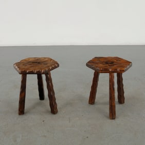 Pair of Brutalist Stools, 1960s