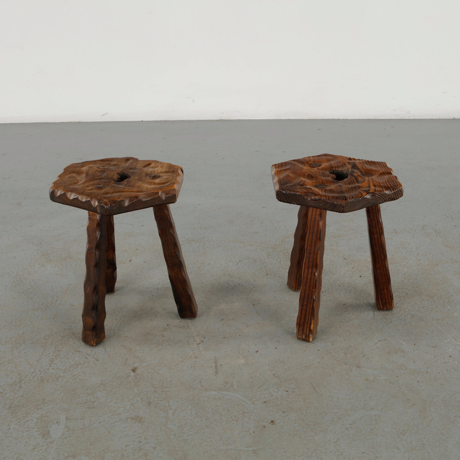 Pair of Brutalist Stools, 1960s - 2
