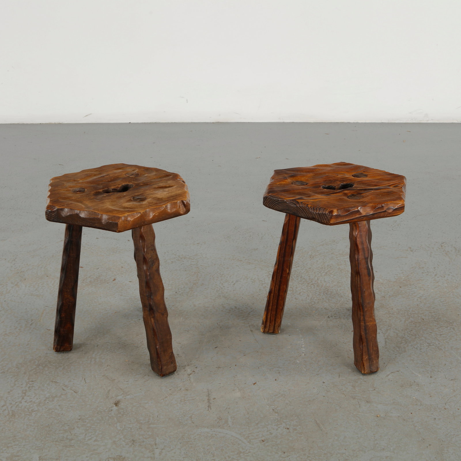 Pair of Brutalist Stools, 1960s - 3