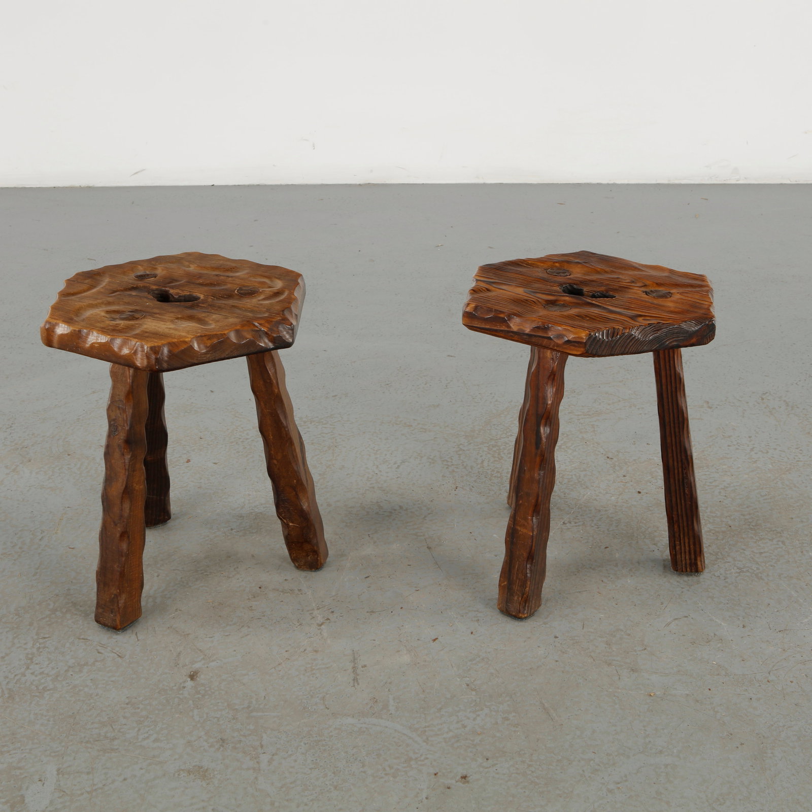 Pair of Brutalist Stools, 1960s - 4