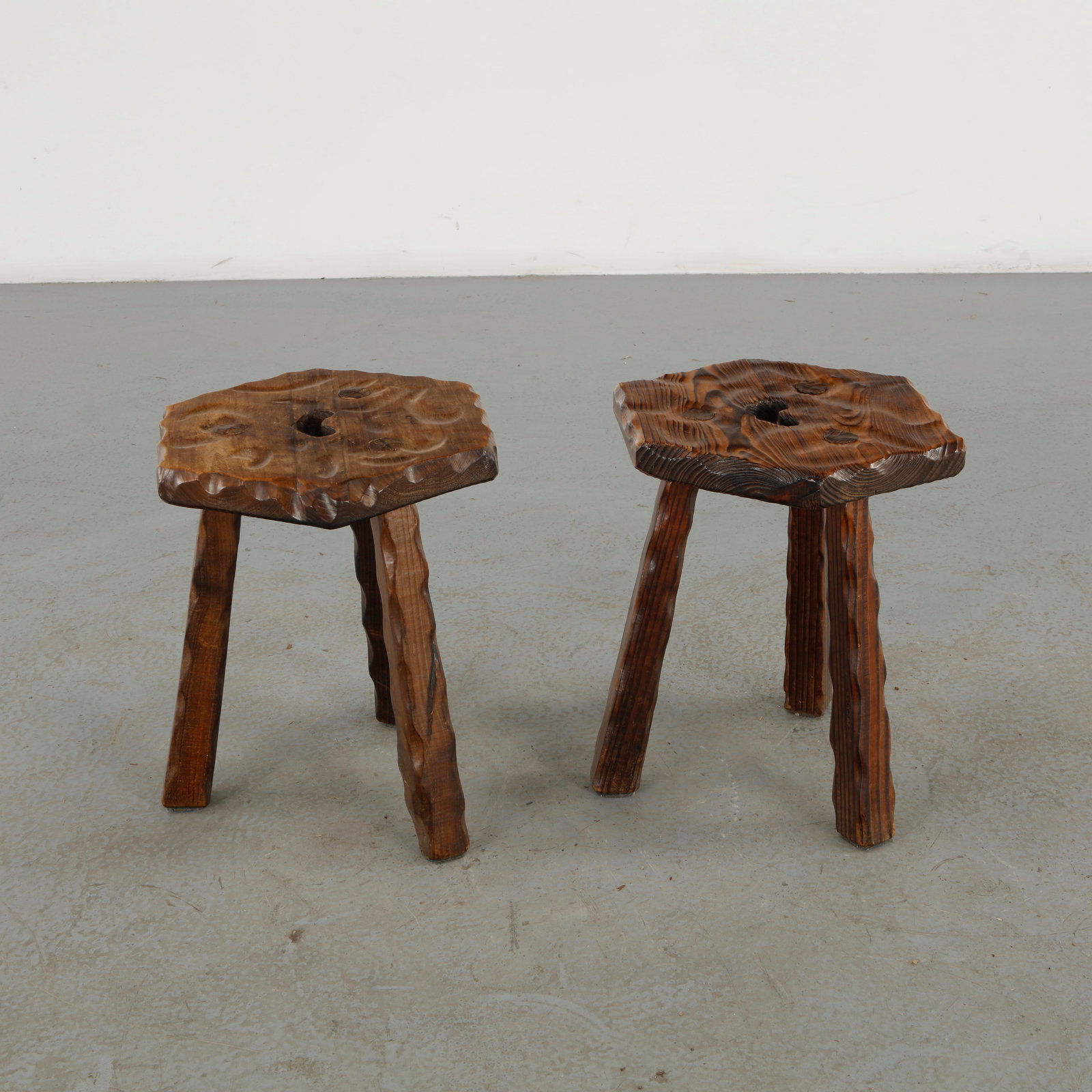 Pair of Brutalist Stools, 1960s - 5