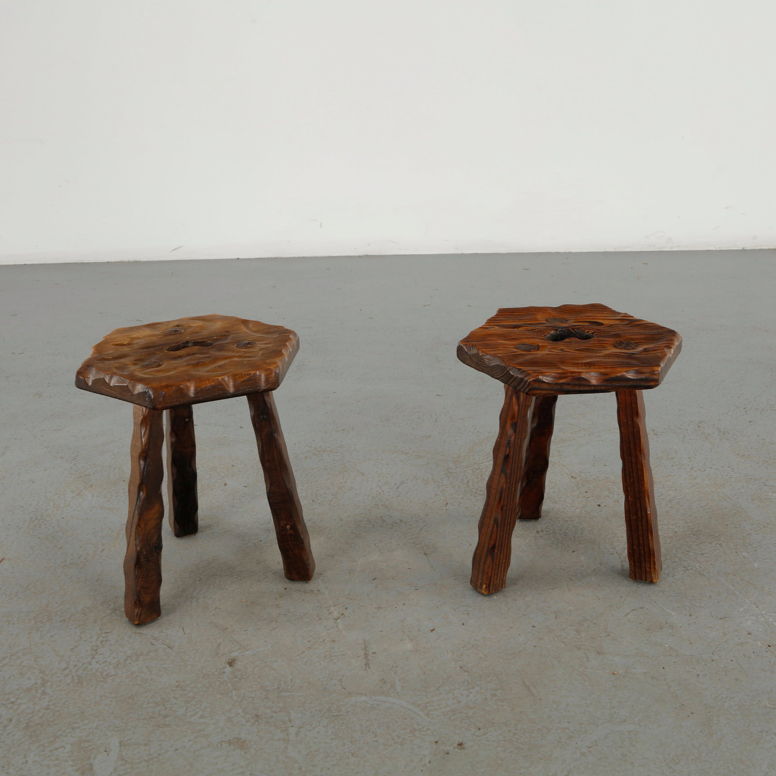 Pair of Brutalist Stools, 1960s - 6