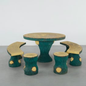 Faux Bois Outdoor Dining Set, 1960s