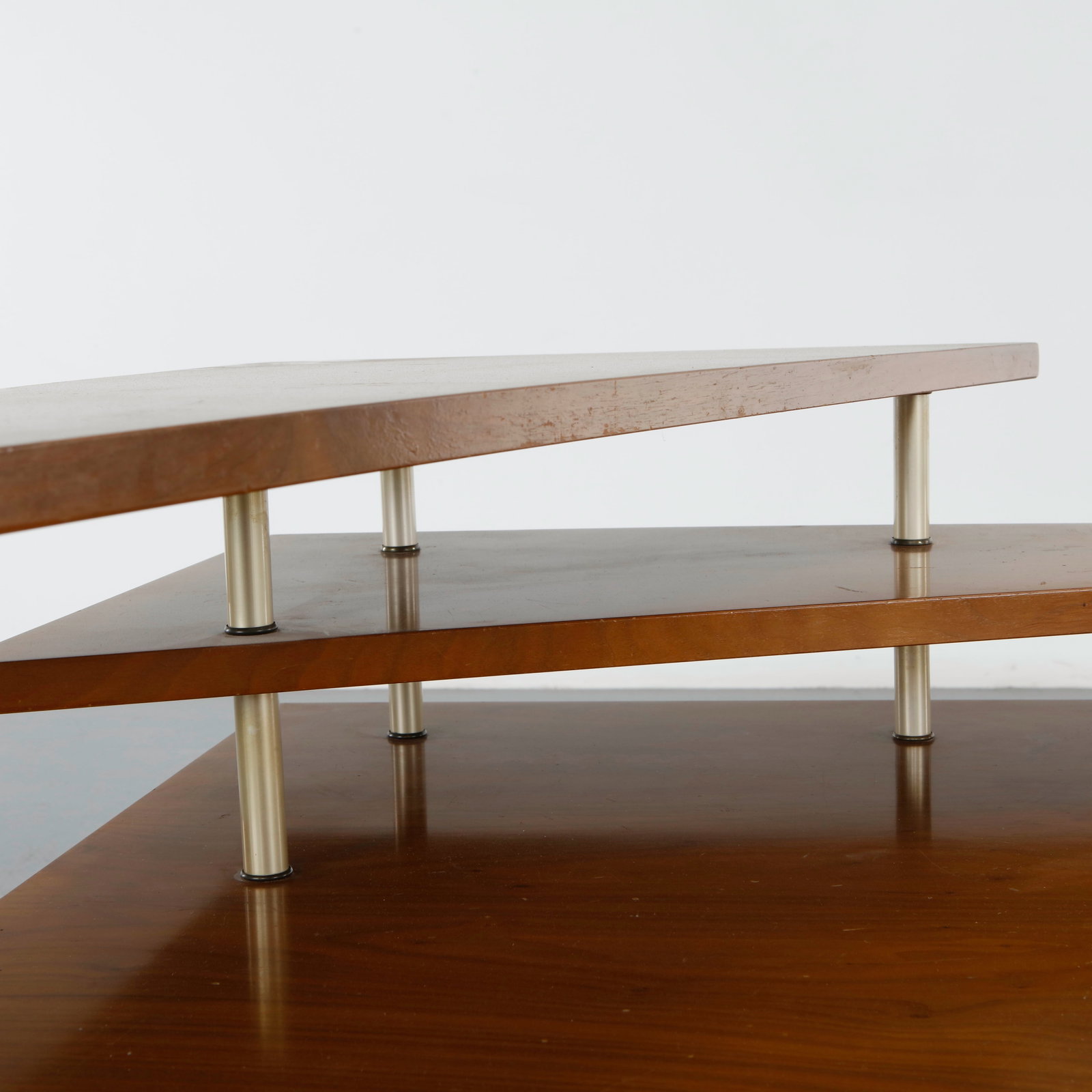 3-Tier Walnut Side Table, 1960s - 11