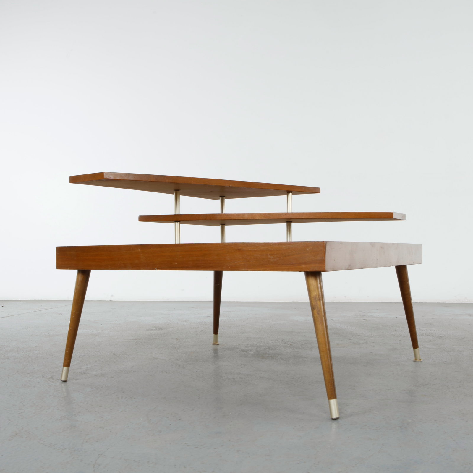 3-Tier Walnut Side Table, 1960s - 13