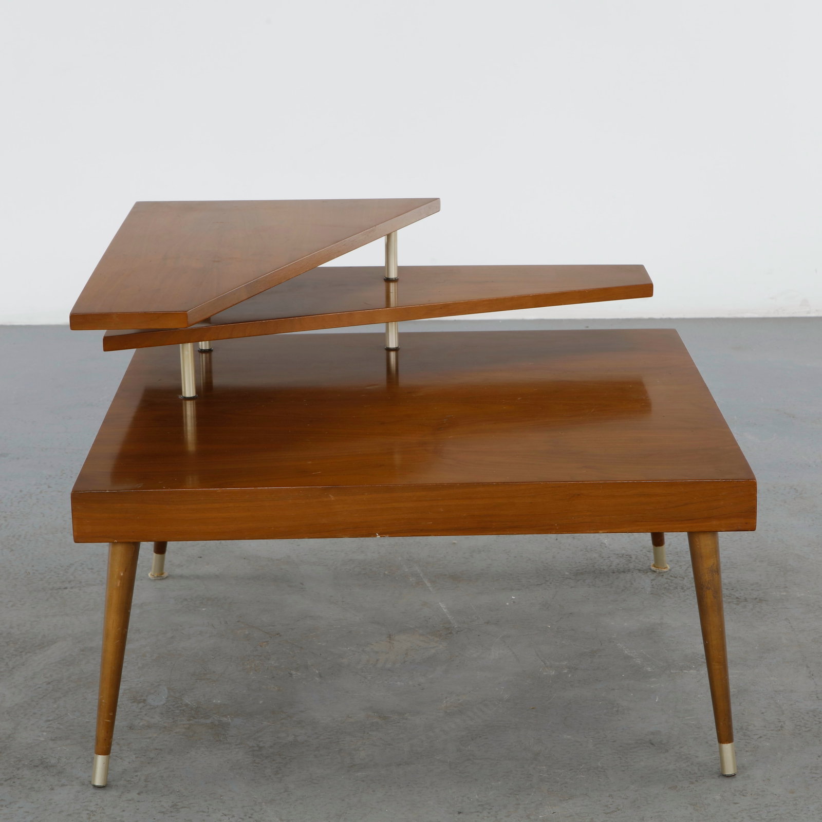 3-Tier Walnut Side Table, 1960s - 2