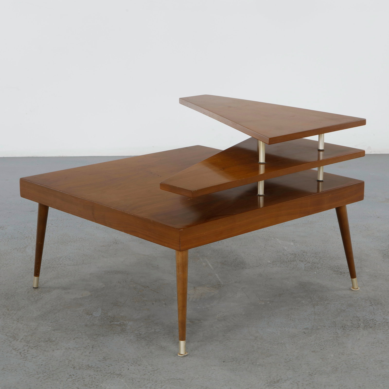 3-Tier Walnut Side Table, 1960s - 4