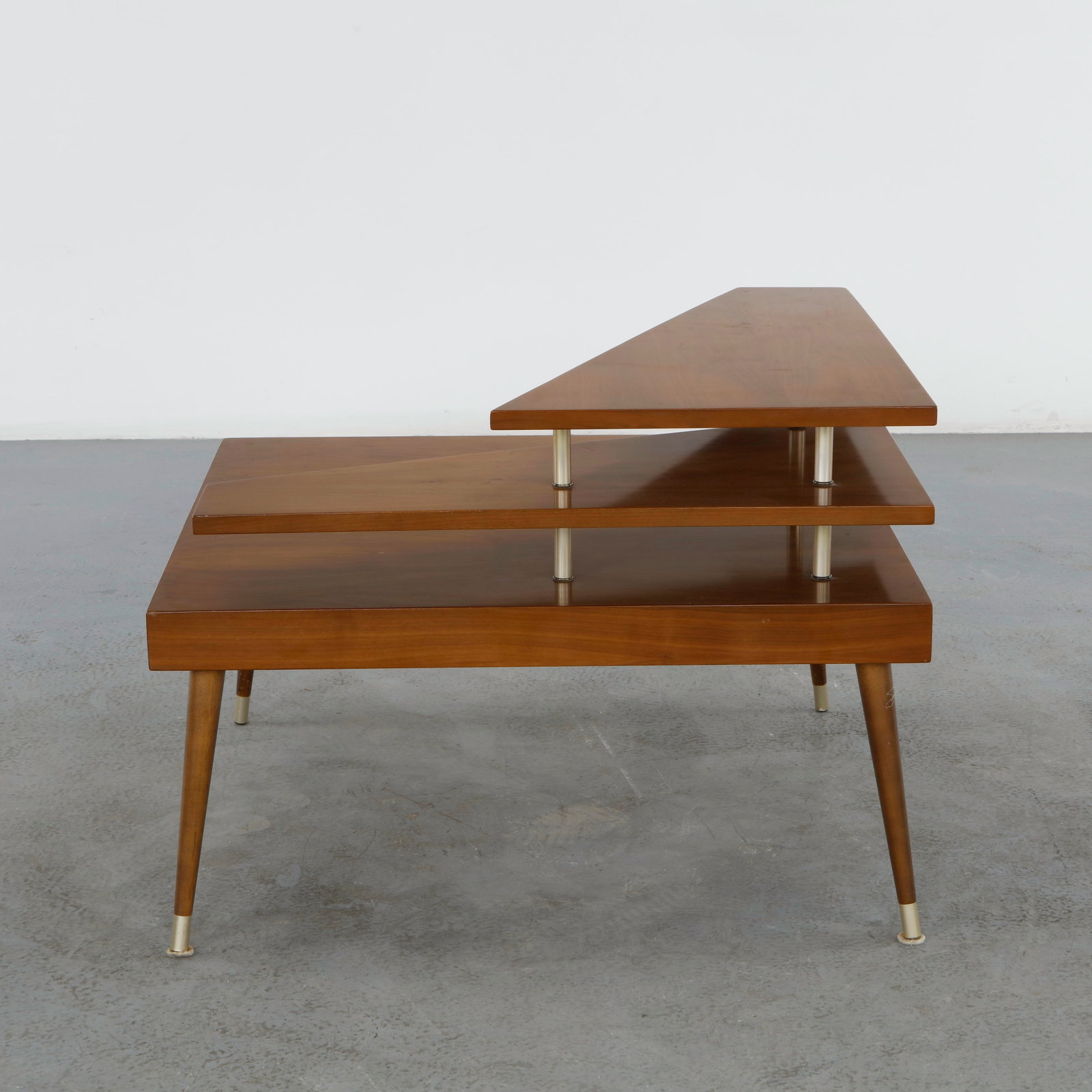 3-Tier Walnut Side Table, 1960s - 5