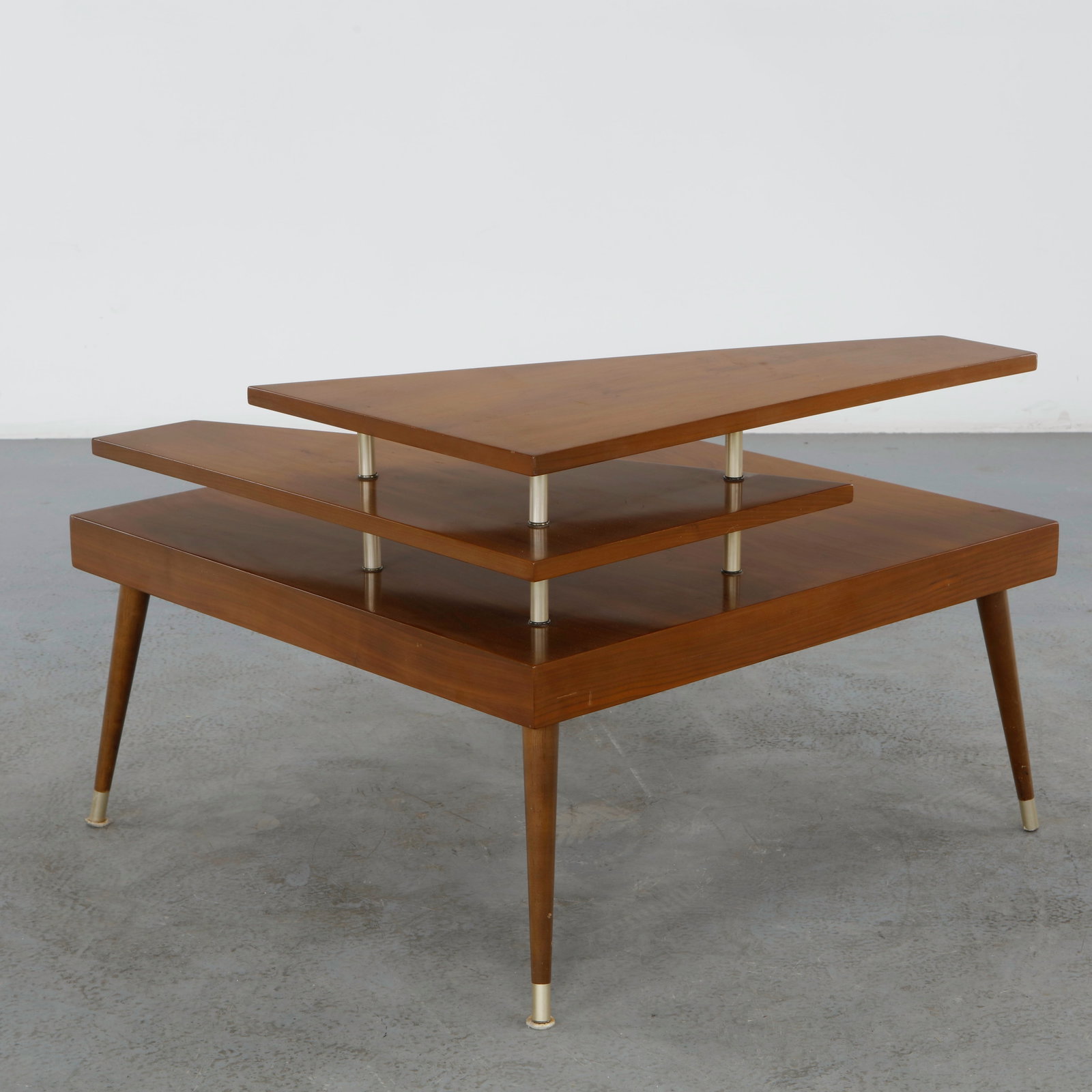 3-Tier Walnut Side Table, 1960s - 6