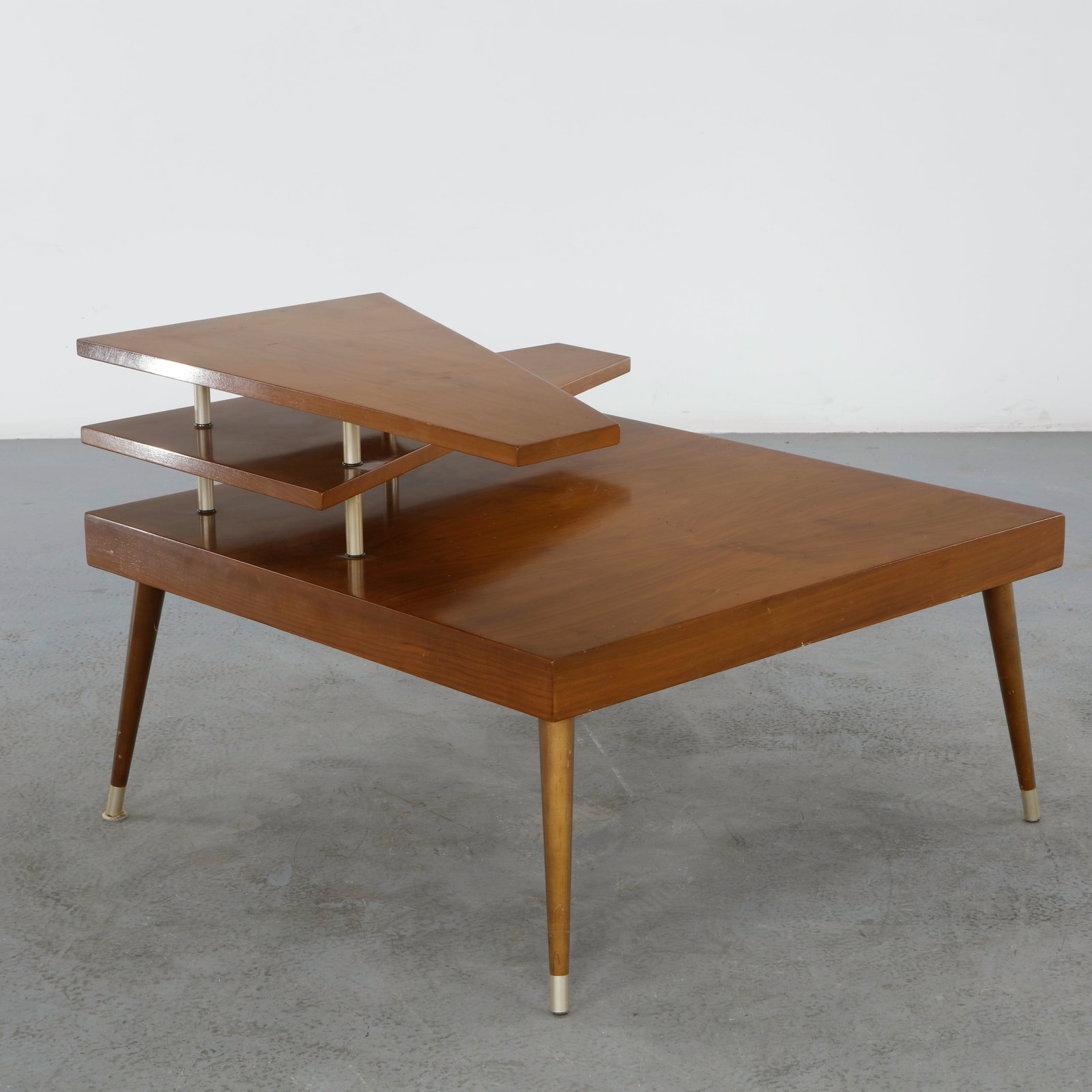 3-Tier Walnut Side Table, 1960s - 8