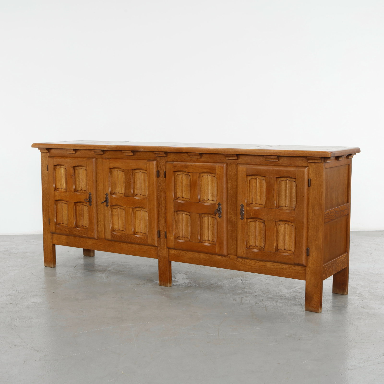 Spanish Brutalist Oak Sideboard, 1960s (1 of 20)