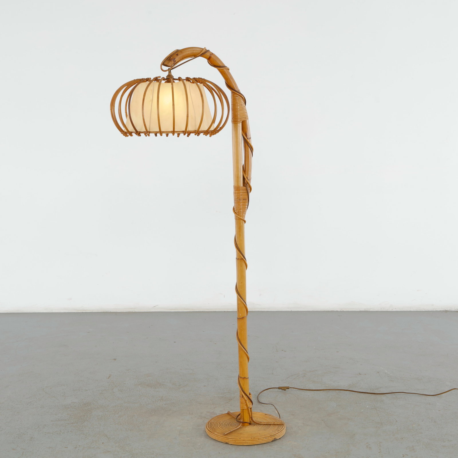 Louis Sognot, Arched Rattan Floor Lamp, France, 1950s (1 of 17)