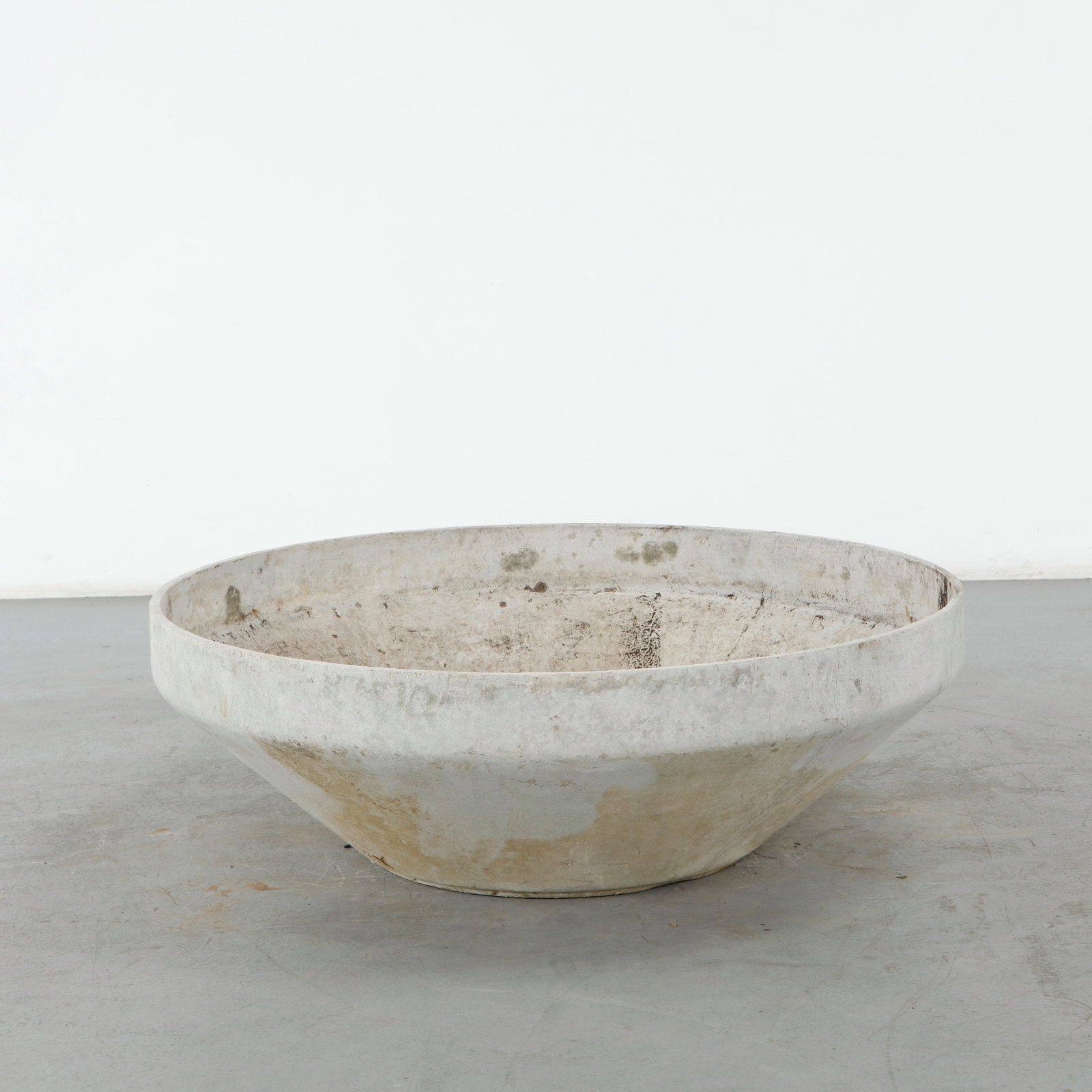 Willy Guhl, Monumental Conical Planter, 1960s: This monumental conical fiber cement saucer planter by Willy Guhl is a masterclass in mid-century Swiss industrial design. Manufactured by the prominent Swiss firm Eternit circa 1960, this piece embod