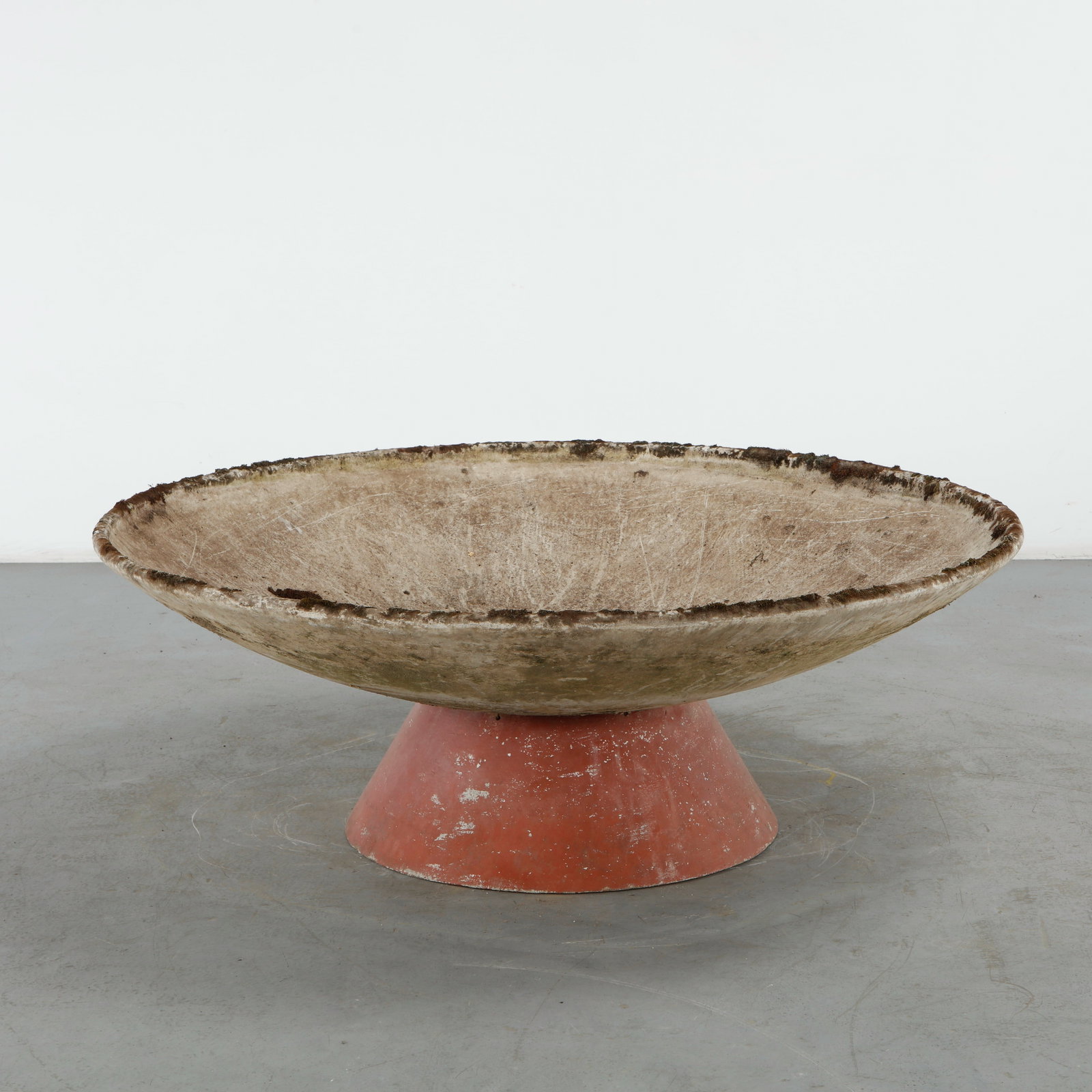 Willy Guhl, Monumental Bowl Planter, 1960s: This monumental fiber cement bowl planter by Willy Guhl is an outstanding example of mid-century Swiss architectural design and highly celebrated for its ingenious two-part modular construction and mi