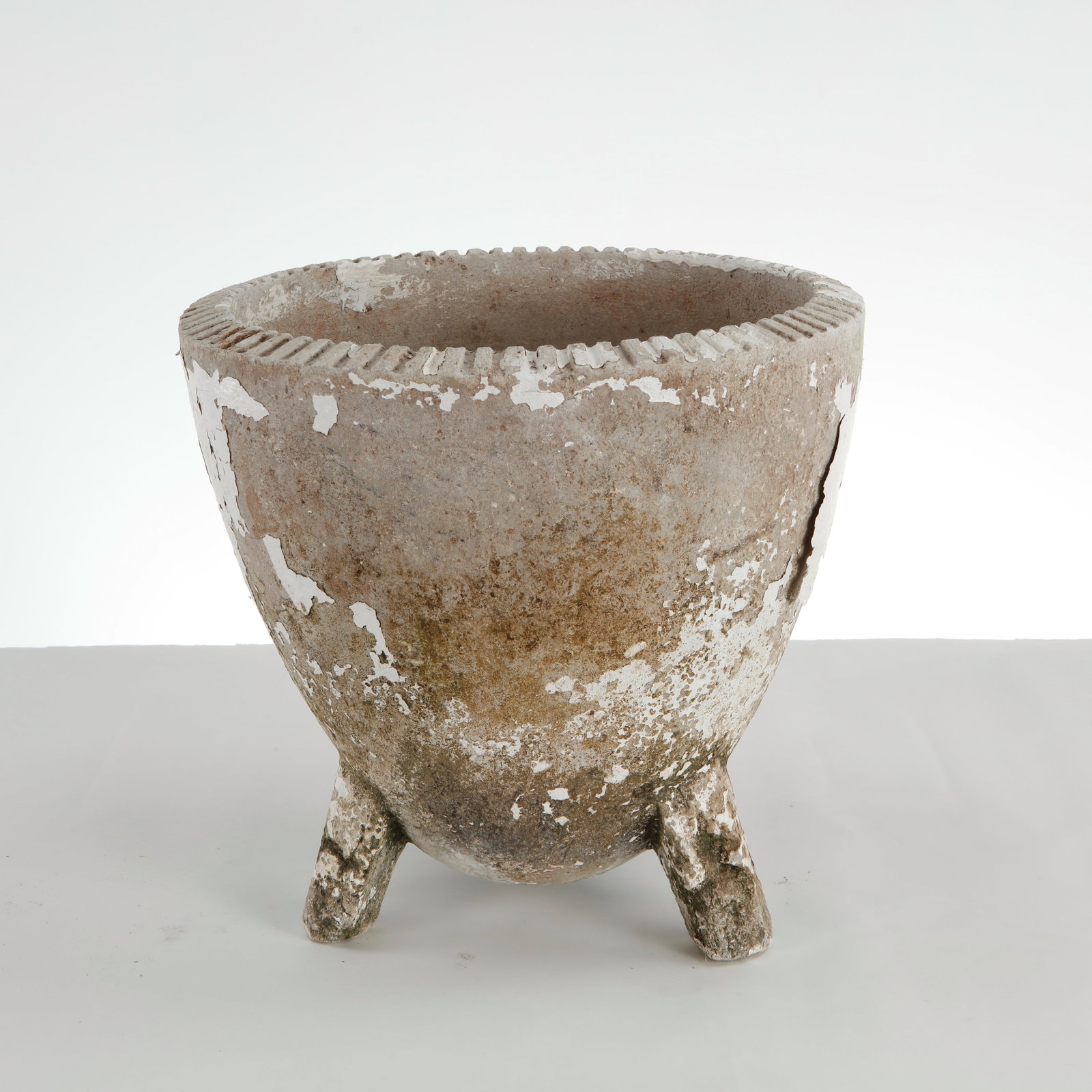 Willy Gihl, Tripod Planter, 1960s: This vintage cast stone tripod planter is an excellent example of mid-century organic modern garden design. Its playful yet structural silhouette combines a primitive, rough-hewn texture with minimali
