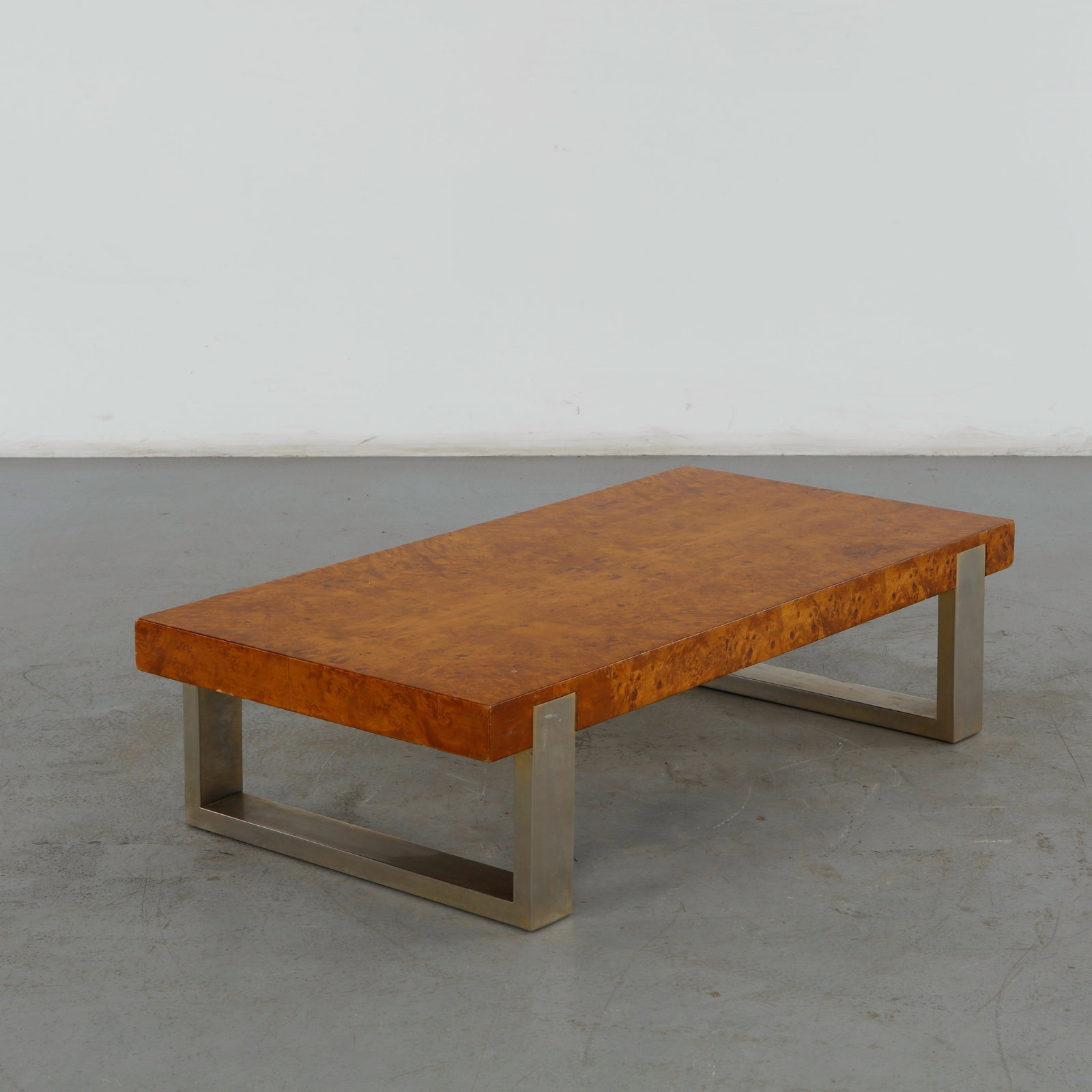 Maison Jansen, Burlwood and Chrome Coffee Table, 1970s (1 of 13)