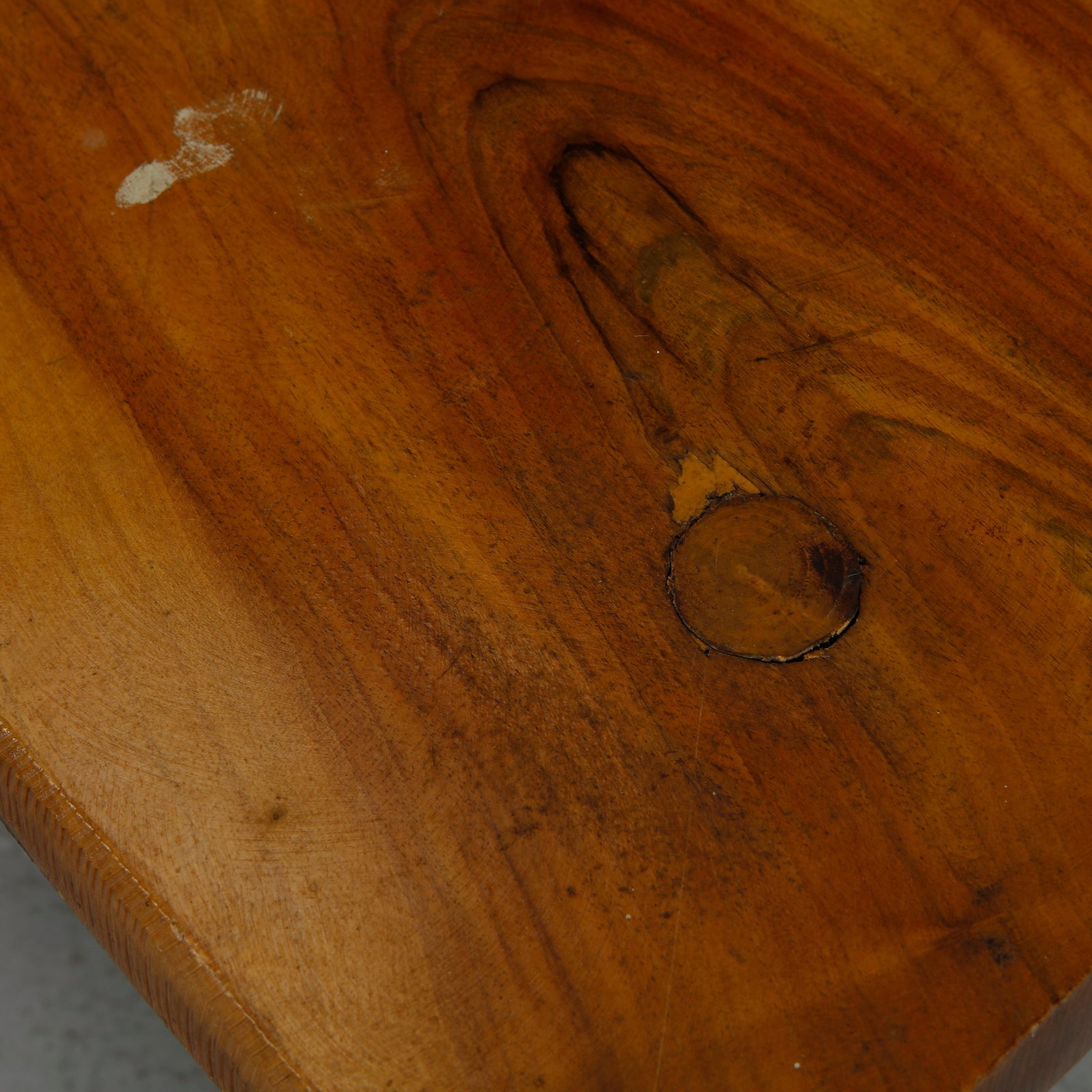 Rustic Solid-Wood Slab Side Table, 1960s - 10
