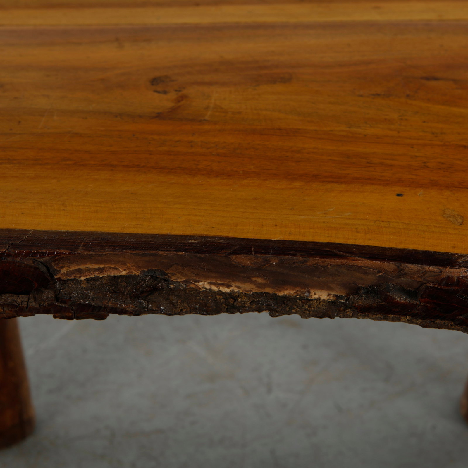 Rustic Solid-Wood Slab Side Table, 1960s - 11