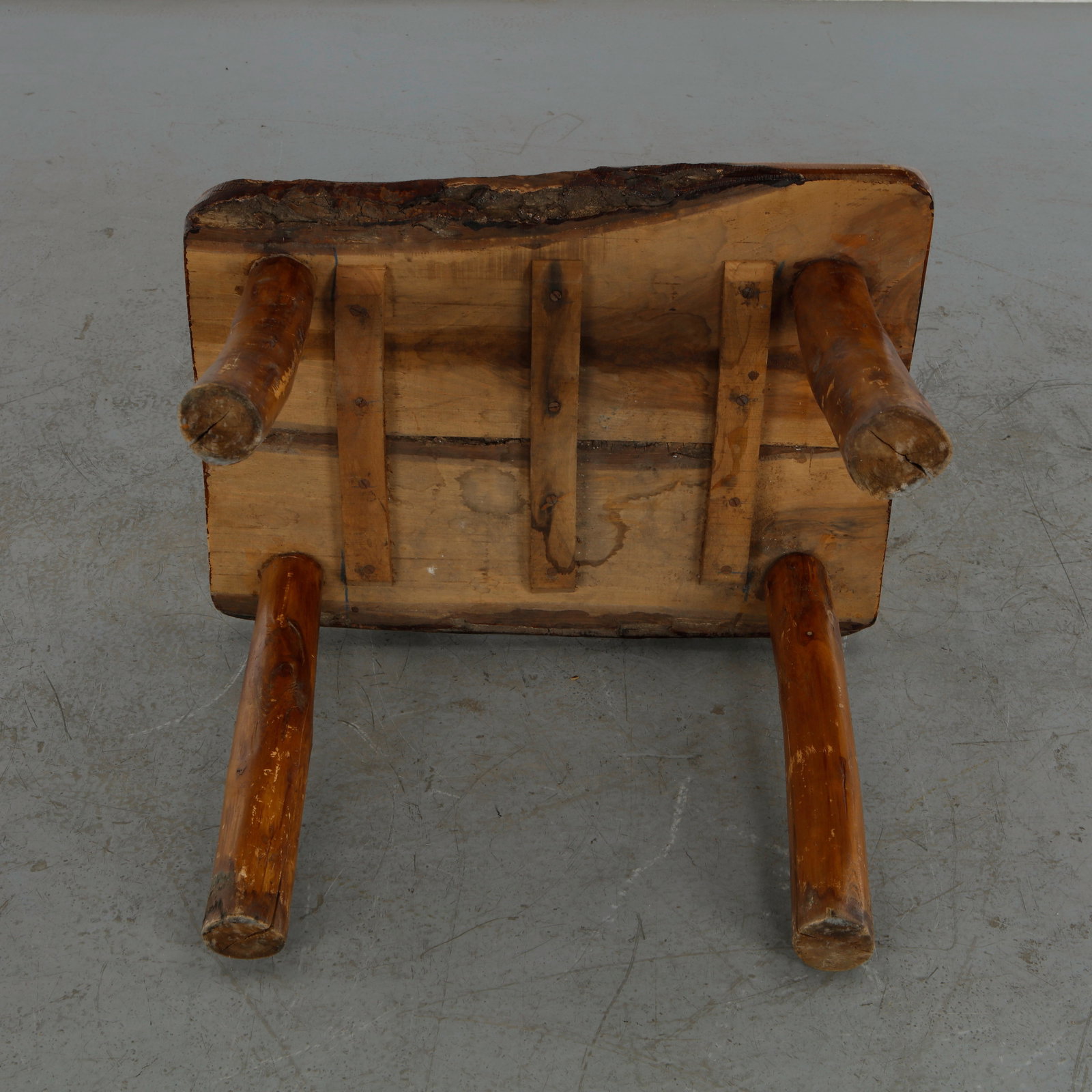 Rustic Solid-Wood Slab Side Table, 1960s - 14