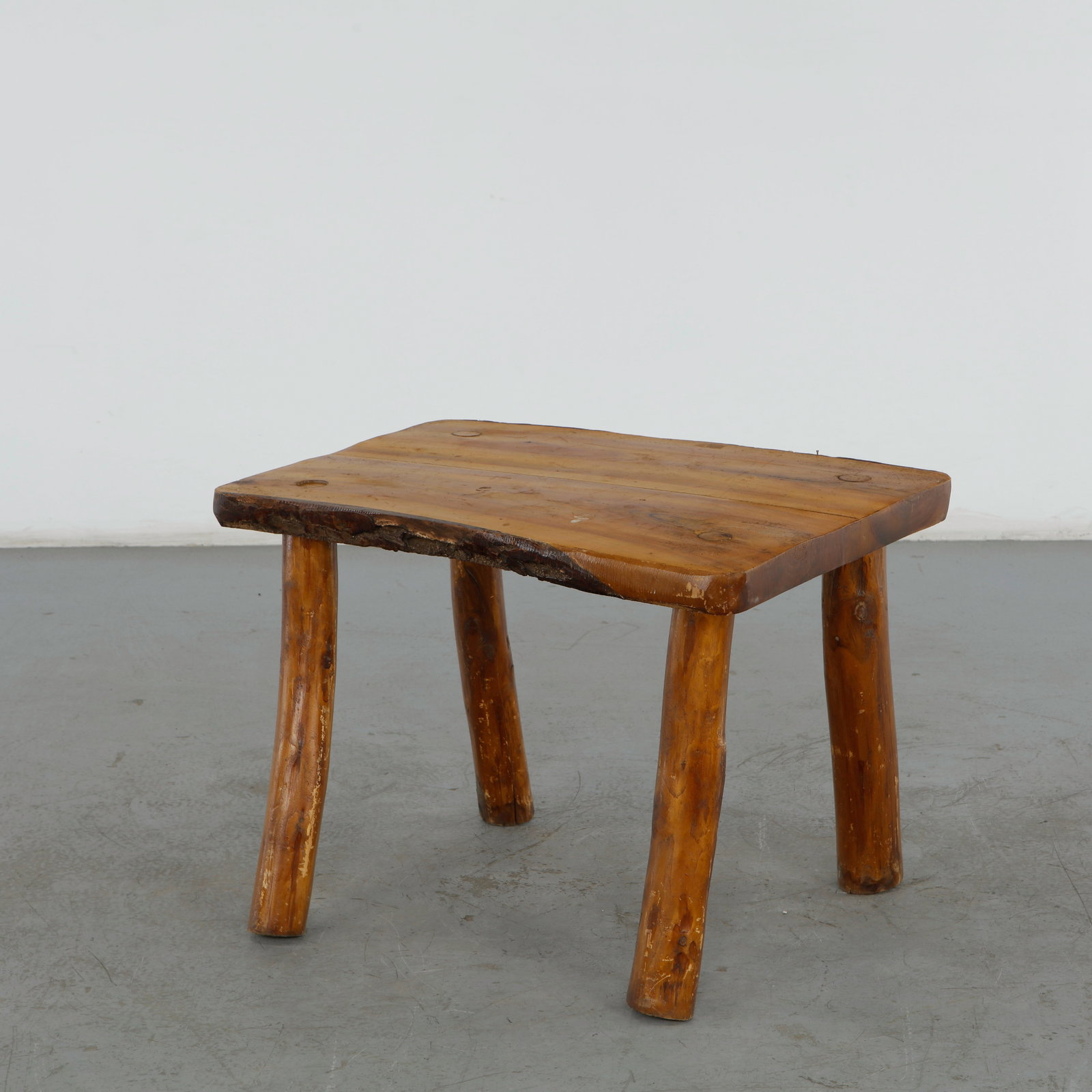 Rustic Solid-Wood Slab Side Table, 1960s (1 of 14)