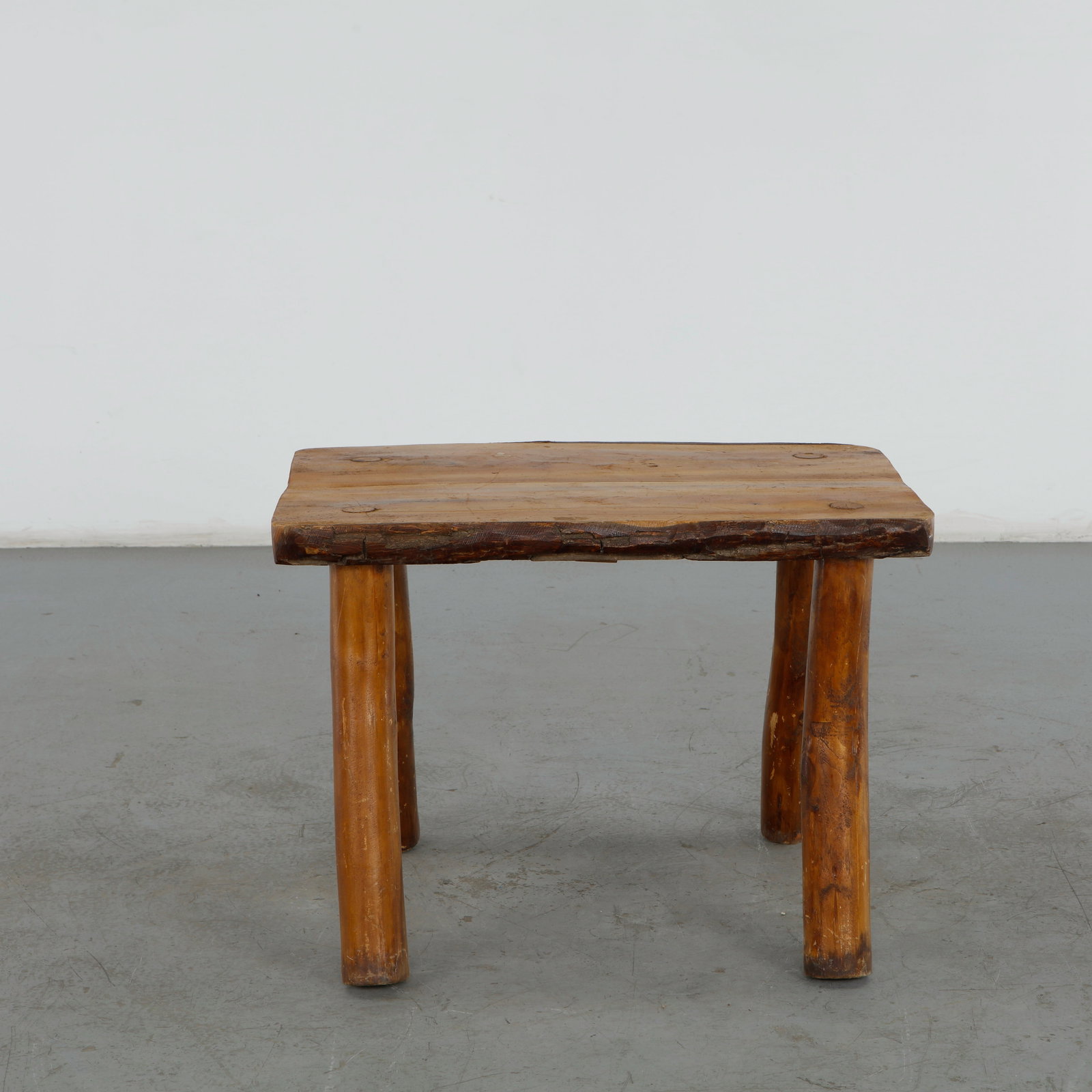 Rustic Solid-Wood Slab Side Table, 1960s - 5