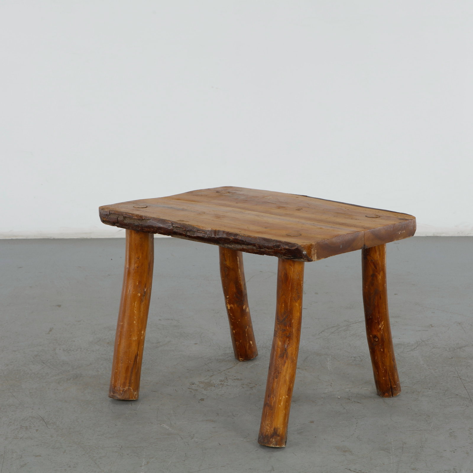 Rustic Solid-Wood Slab Side Table, 1960s - 6