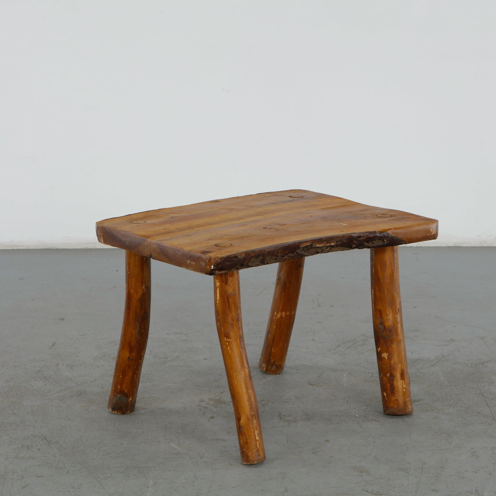 Rustic Solid-Wood Slab Side Table, 1960s - 8