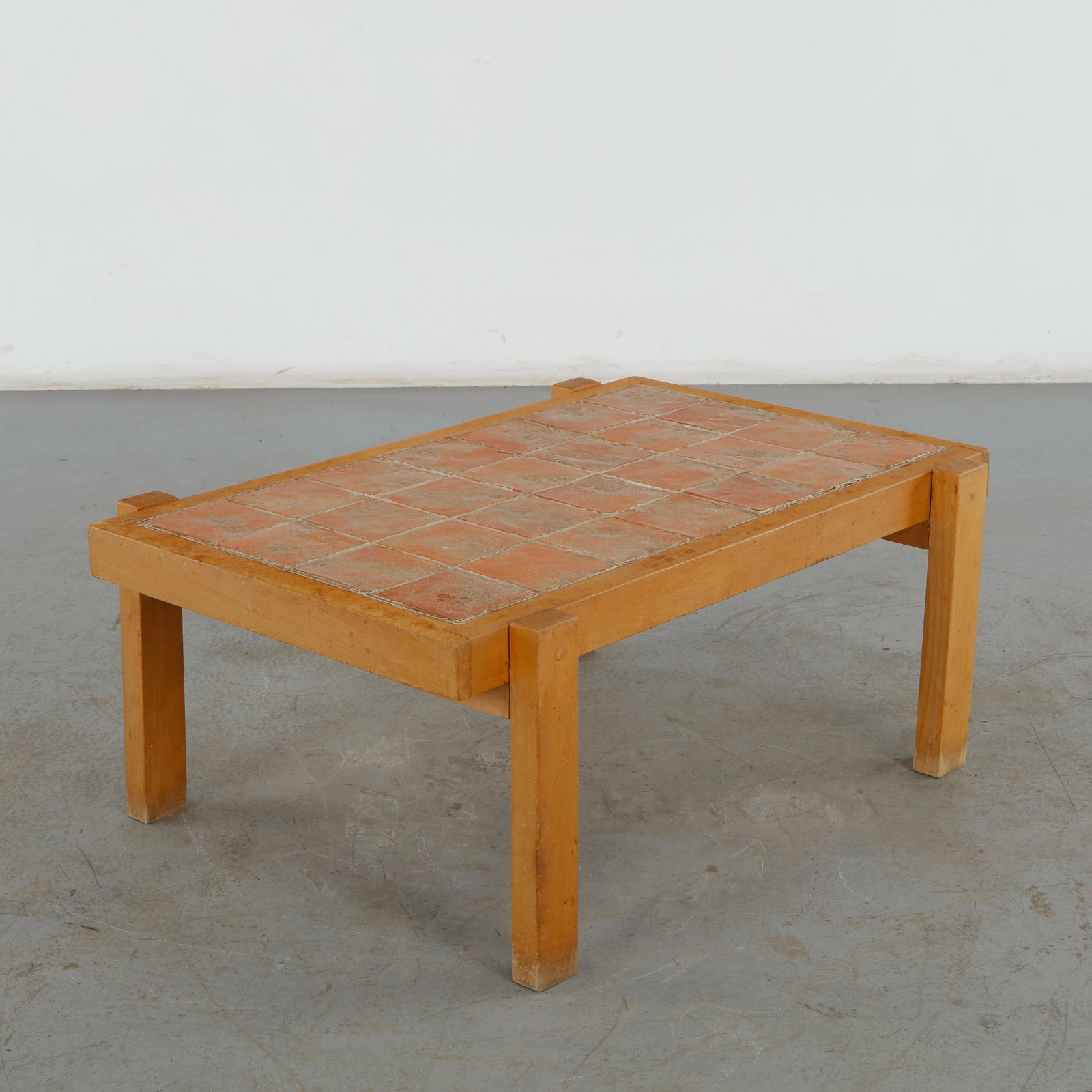 French Terracotta Tiles & Wood Coffee Table in the Style of Roger Capron, 1960 (1 of 16)