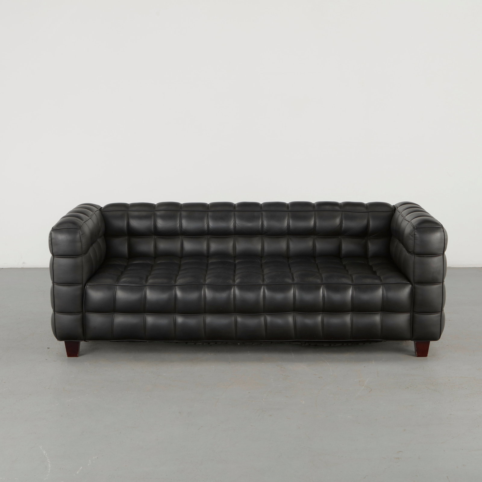 Josef Hoffmann, Black Leather Kubus Sofa - 2