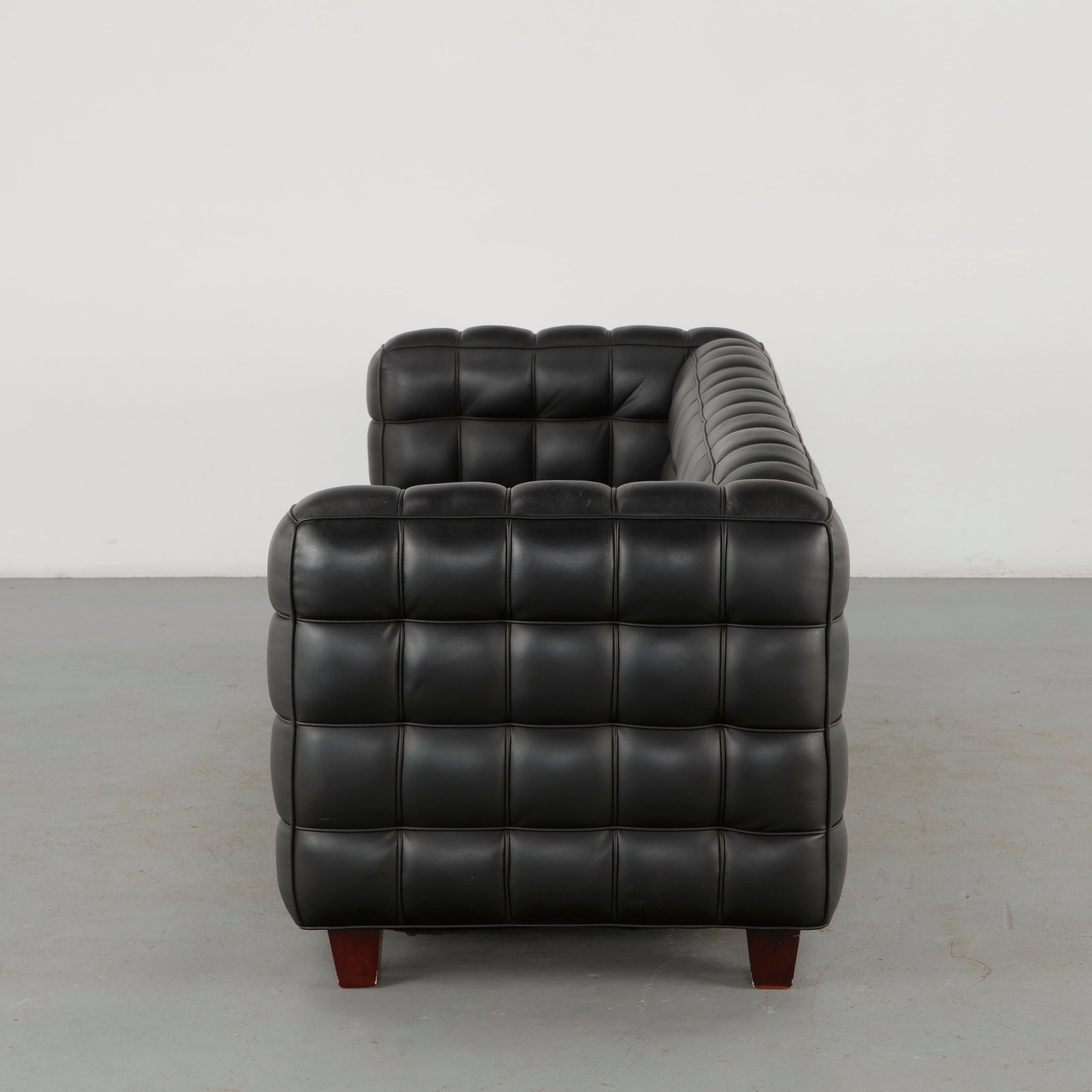 Josef Hoffmann, Black Leather Kubus Sofa - 3