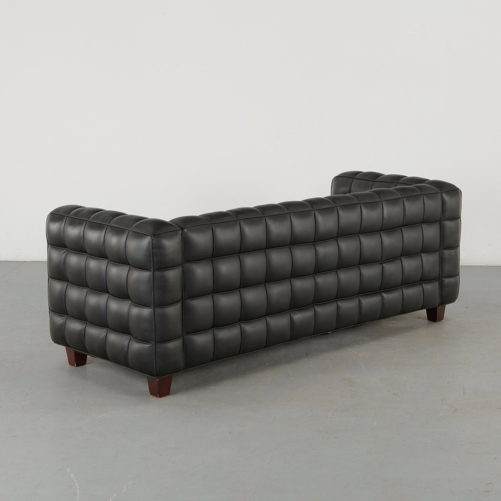 Josef Hoffmann, Black Leather Kubus Sofa - 4