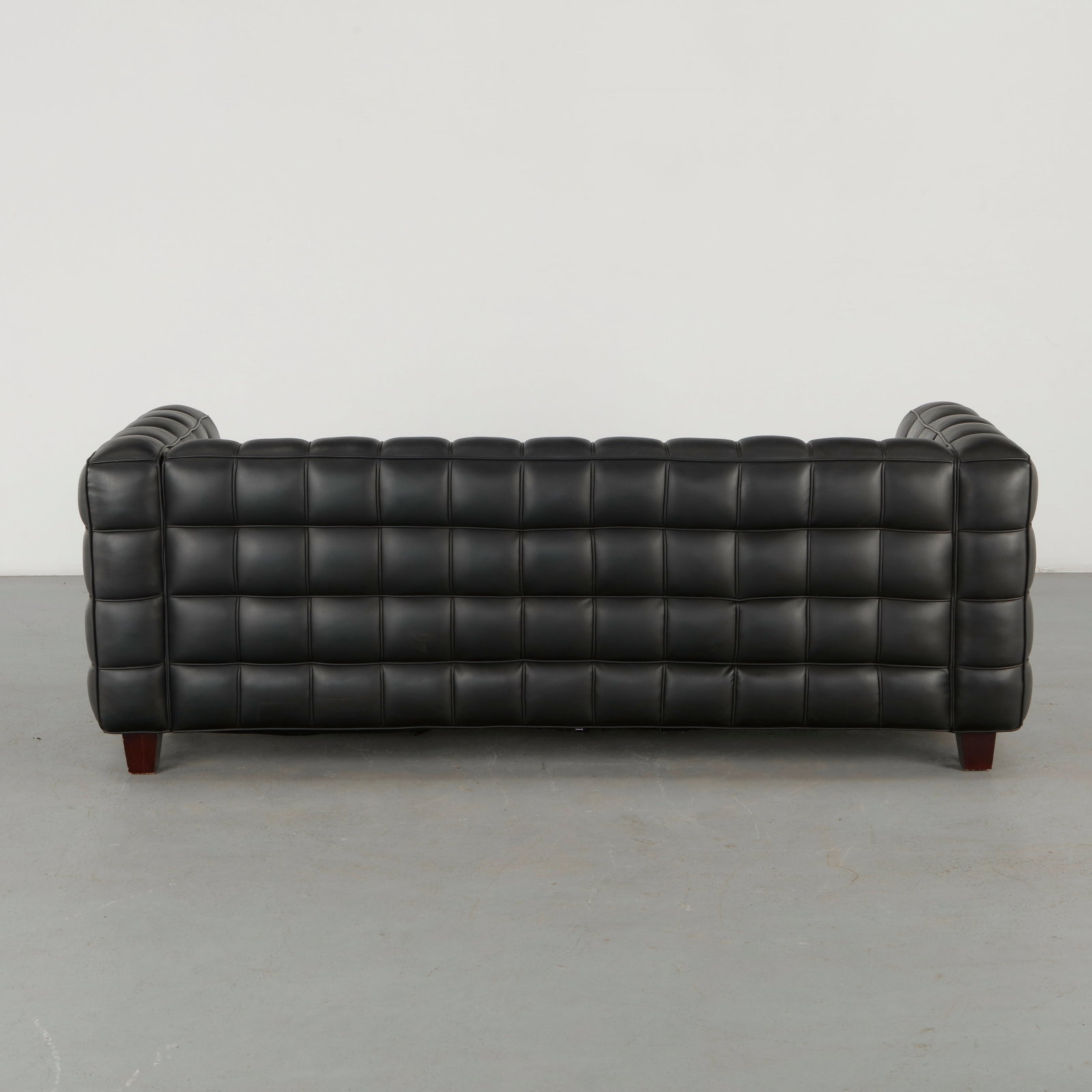Josef Hoffmann, Black Leather Kubus Sofa - 5