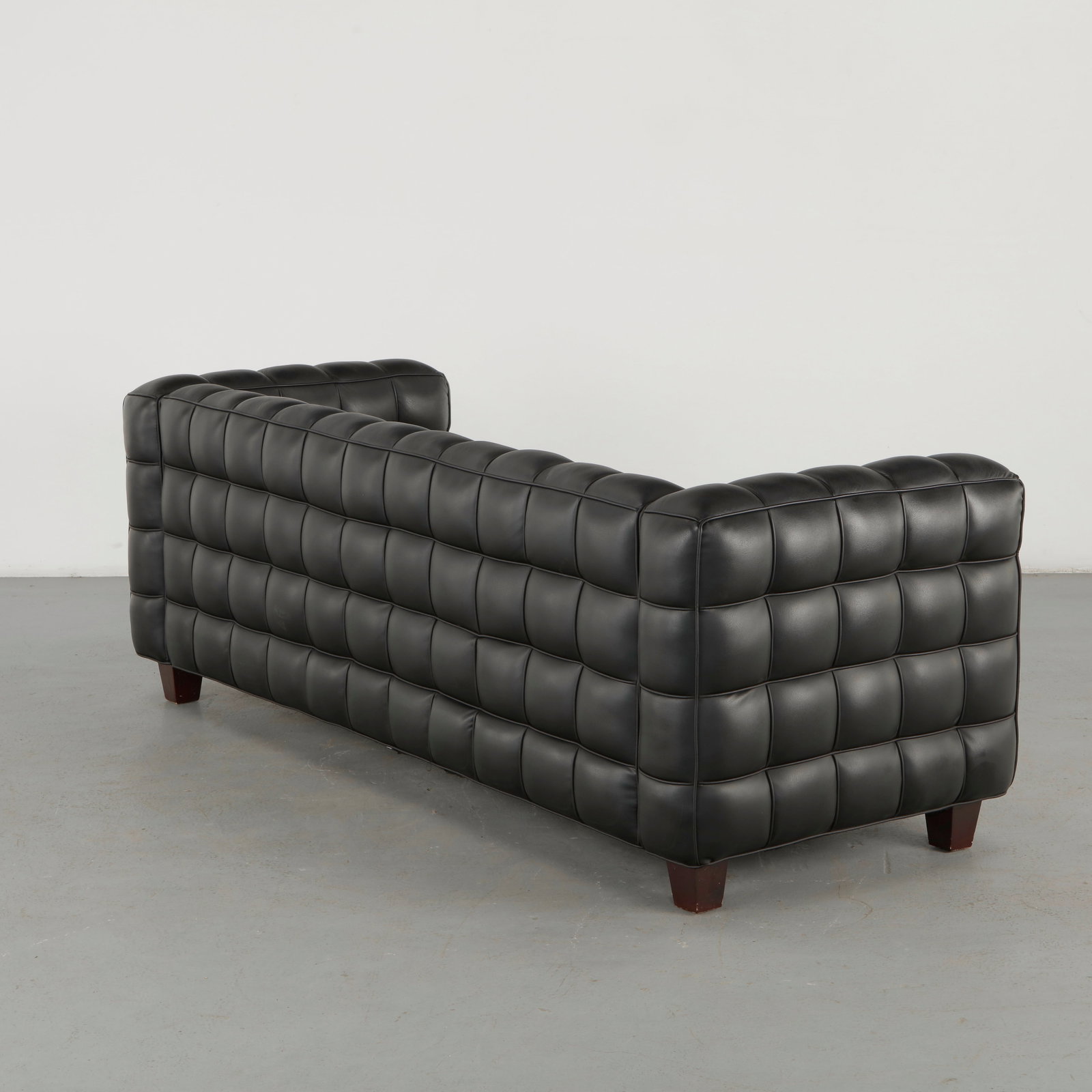 Josef Hoffmann, Black Leather Kubus Sofa - 6