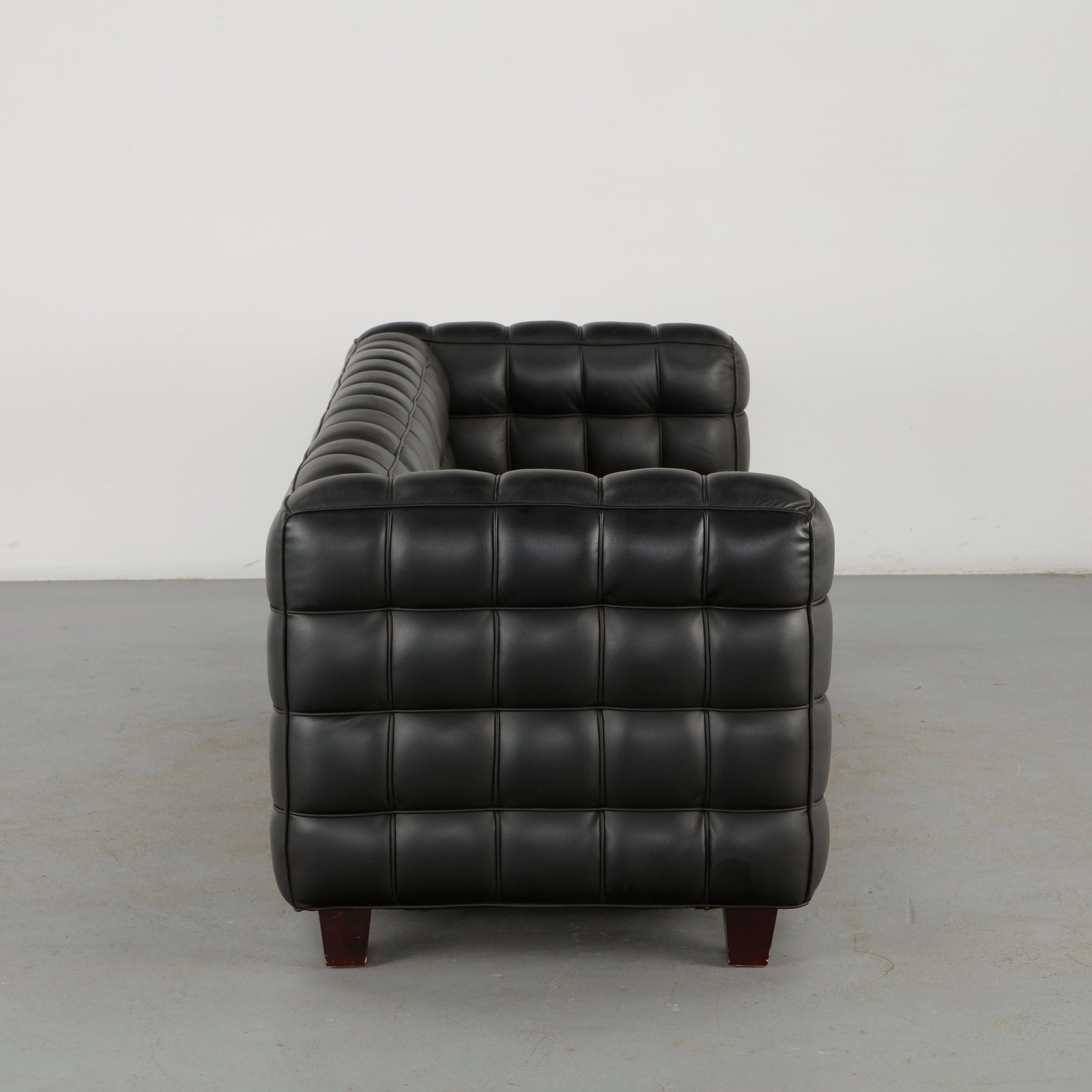 Josef Hoffmann, Black Leather Kubus Sofa - 7