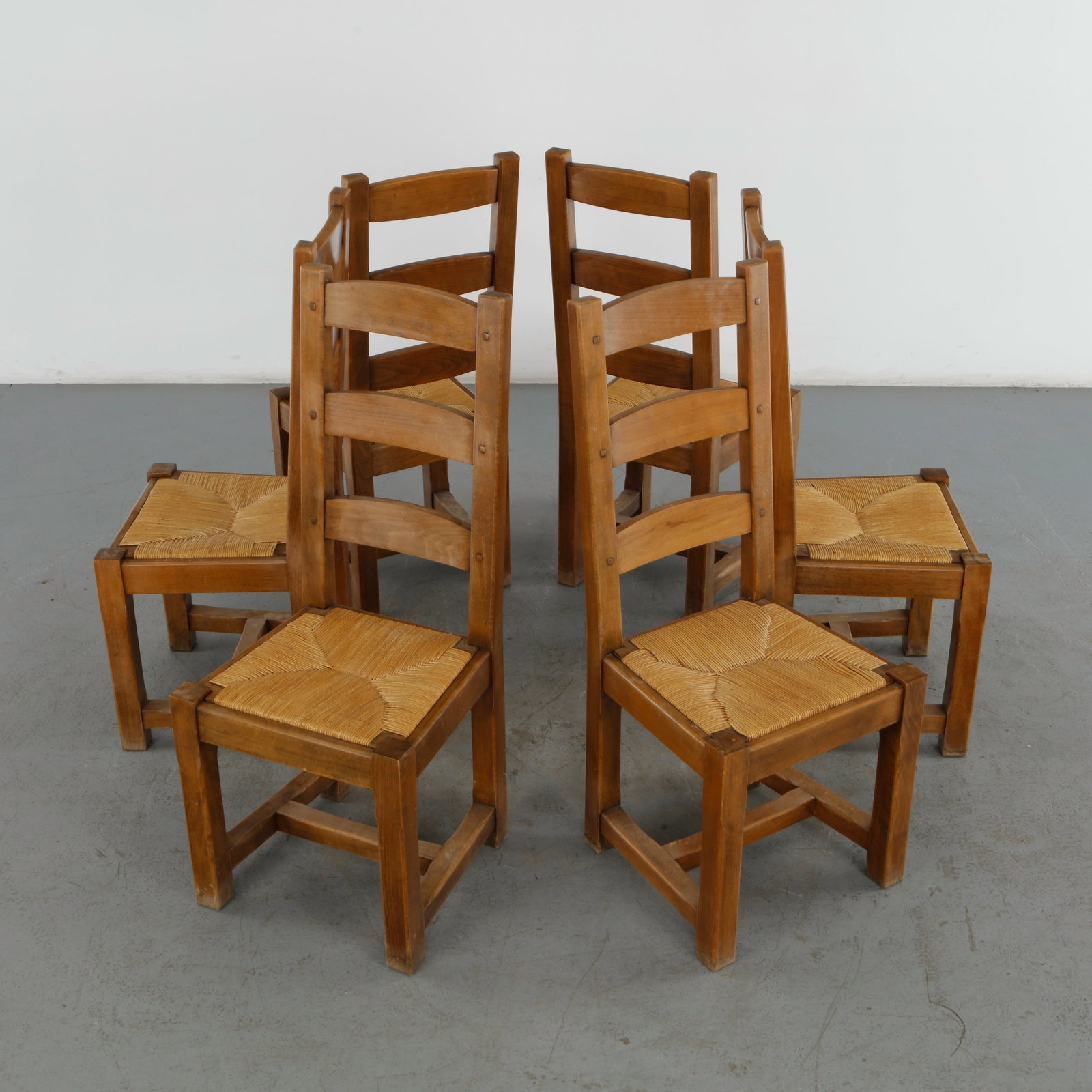 Set of 6 Brutalist High Back Dining Chairs, 1960s (1 of 20)