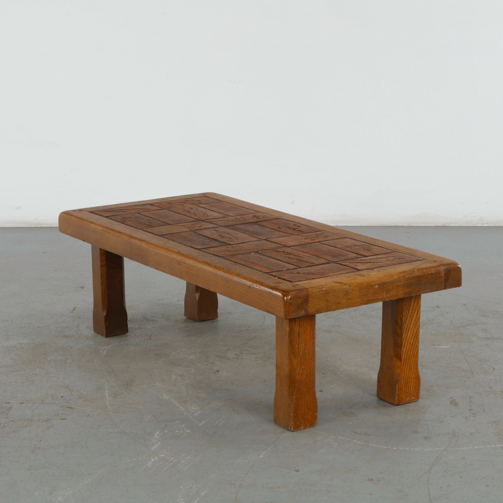 P. Garnier, French Terracotta Tiles & Wood Coffee Table (1 of 14)