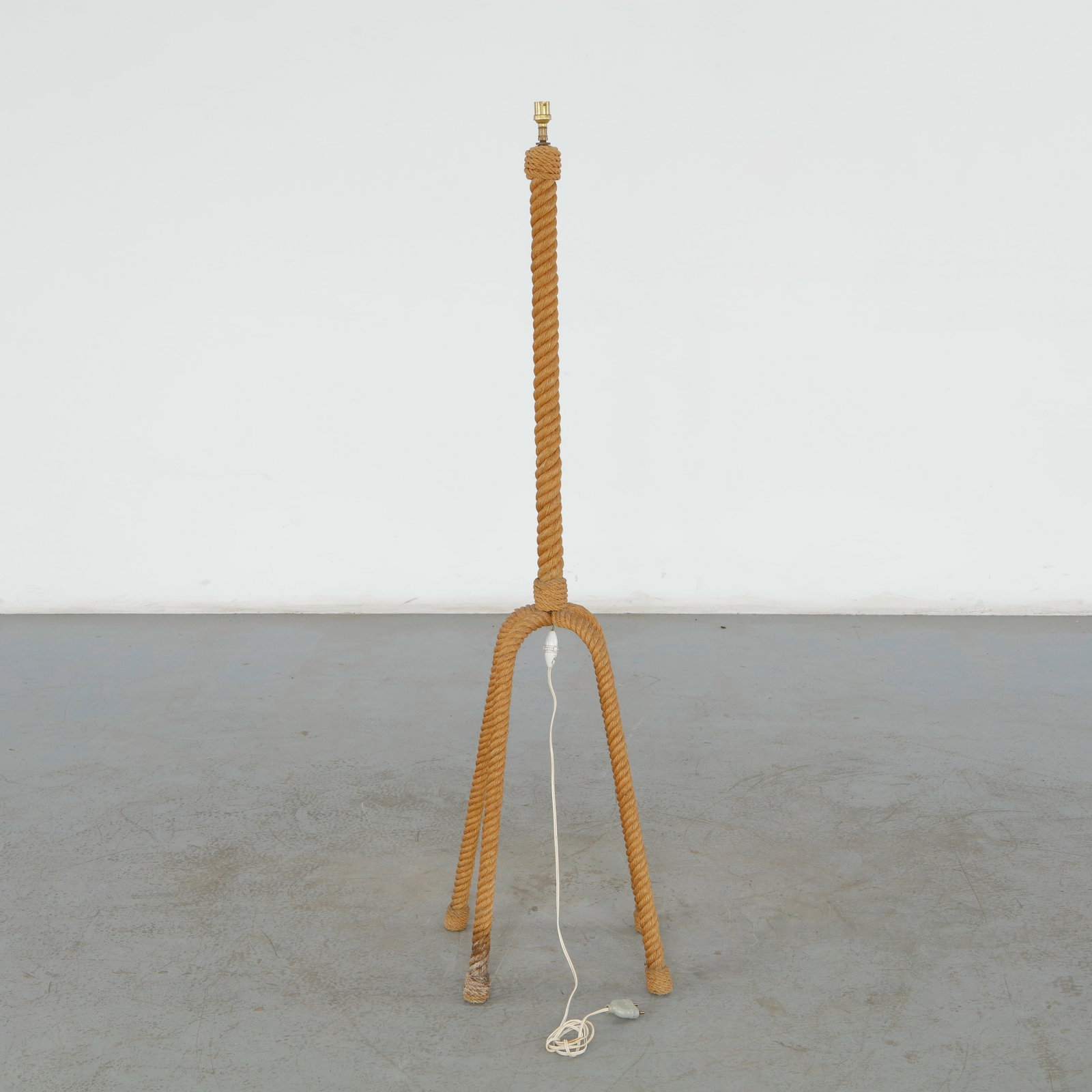 Louis Sognot Lamp: This tripod floor lamp by Louis Sognot is a highly collectible icon of 1950s French mid-century modern design. It beautifully illustrates how mid-century French designers elevated utilitarian, coastal